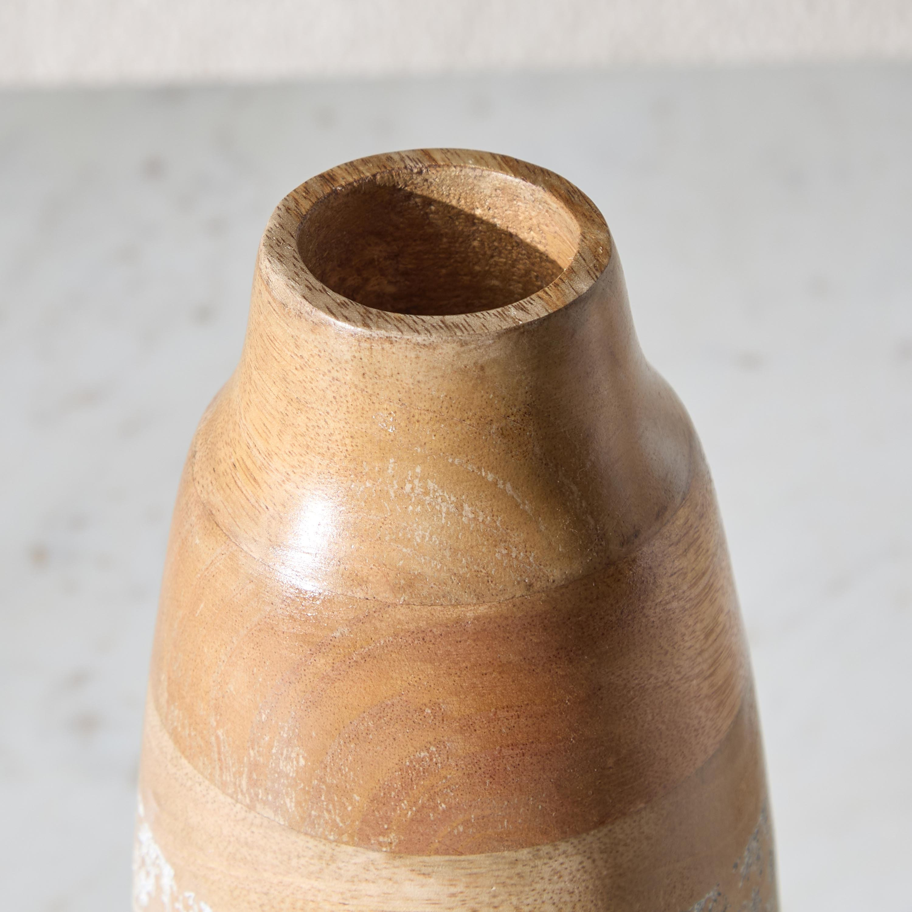 مزهرية من الخشب الطبيعي المنقوش ونمط الدانتيل - 13x13x24 سم-hbxbedroom-decorandaccessories-vases-image-3