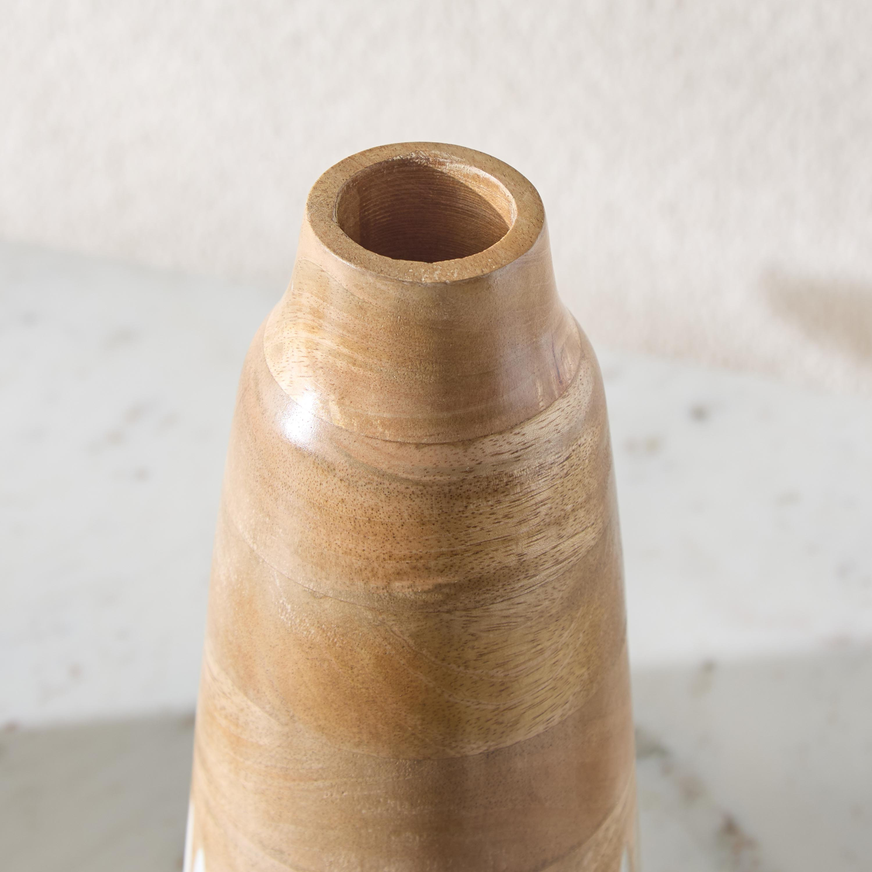 مزهرية من الخشب الطبيعي المنقوش ونمط الدانتيل - 13x13x31.5 سم-hbxbedroom-decorandaccessories-vases-image-3