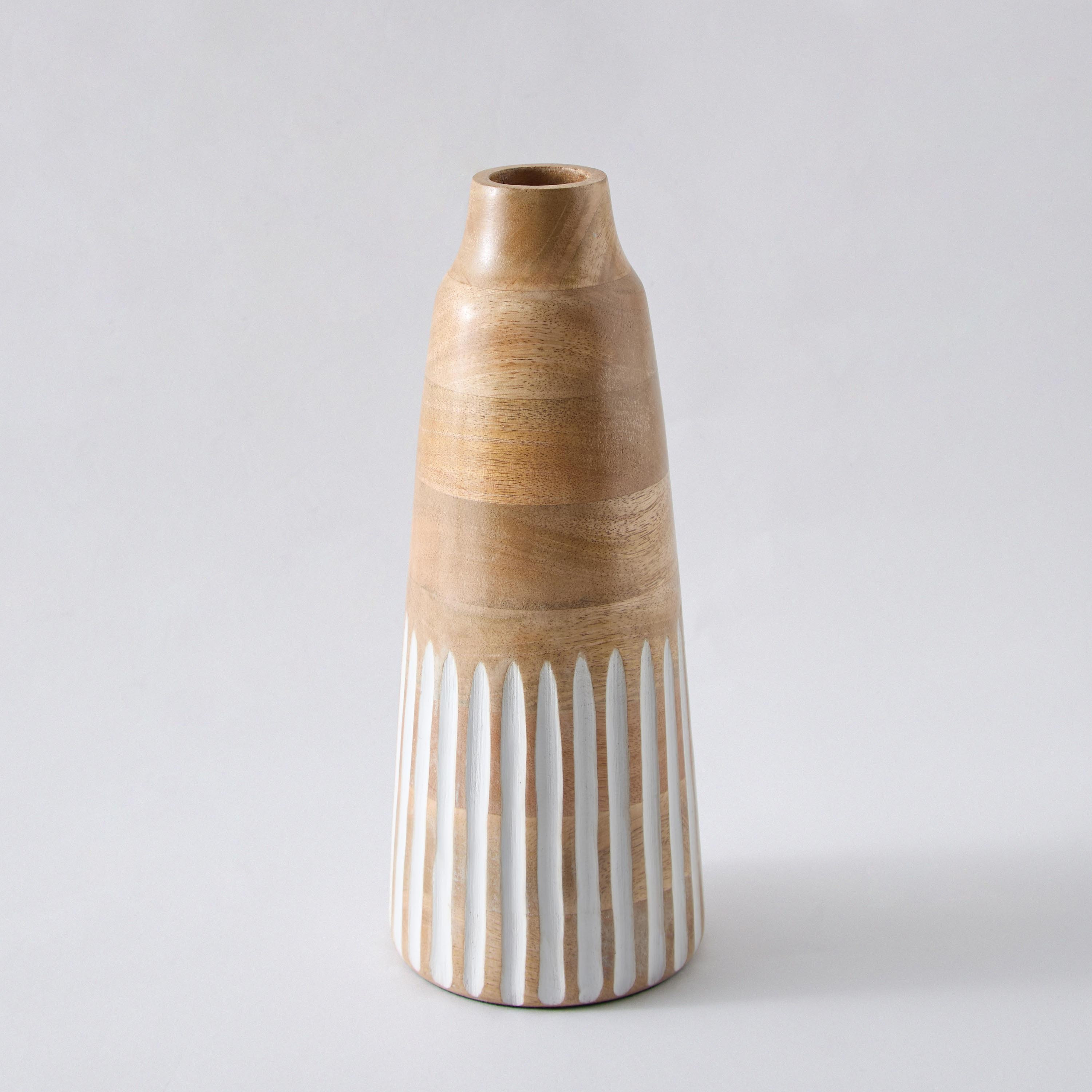 مزهرية من الخشب الطبيعي المنقوش ونمط الدانتيل - 13x13x31.5 سم-hbxbedroom-decorandaccessories-vases-image-6
