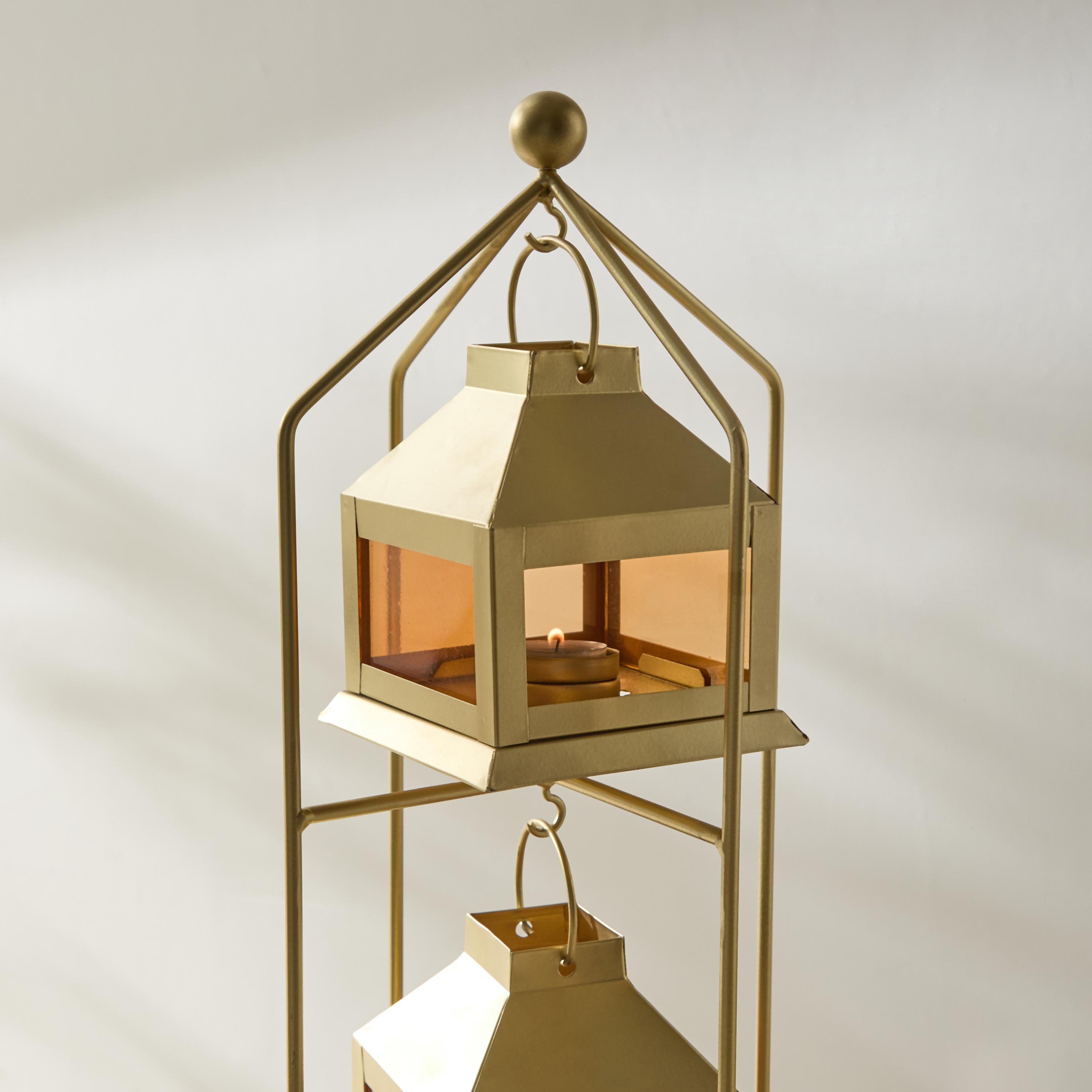 حامل فانوس معدن مع 5 فوانيس من كينسن - 22x22x106 سم-hbxdecorandfurnishings-homeaccessories-lanterns-image-2