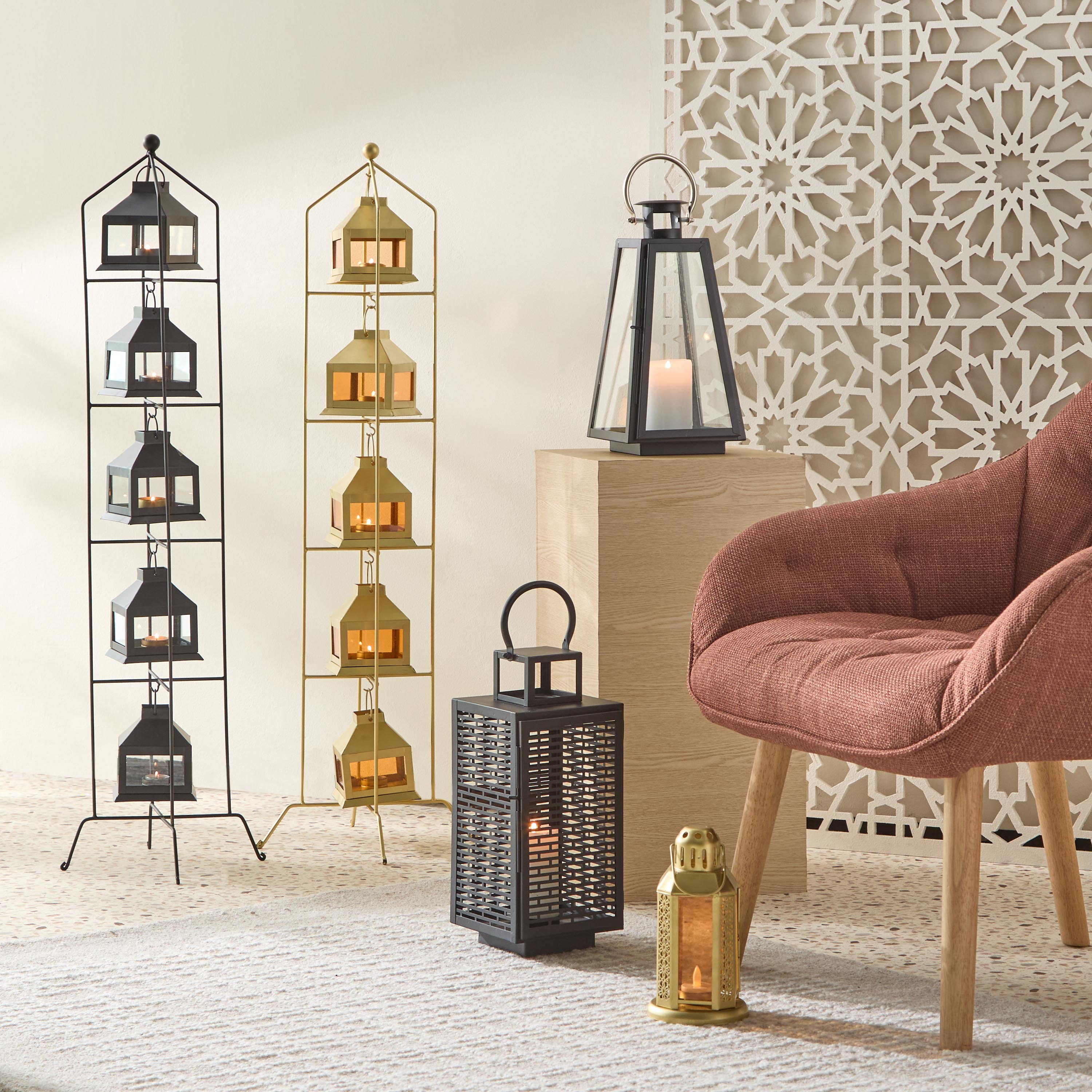 Kensin Metal Cutwork Lantern - 11.5x11.5x22 cm-hbxdecorandfurnishings-homeaccessories-lanterns-image-4
