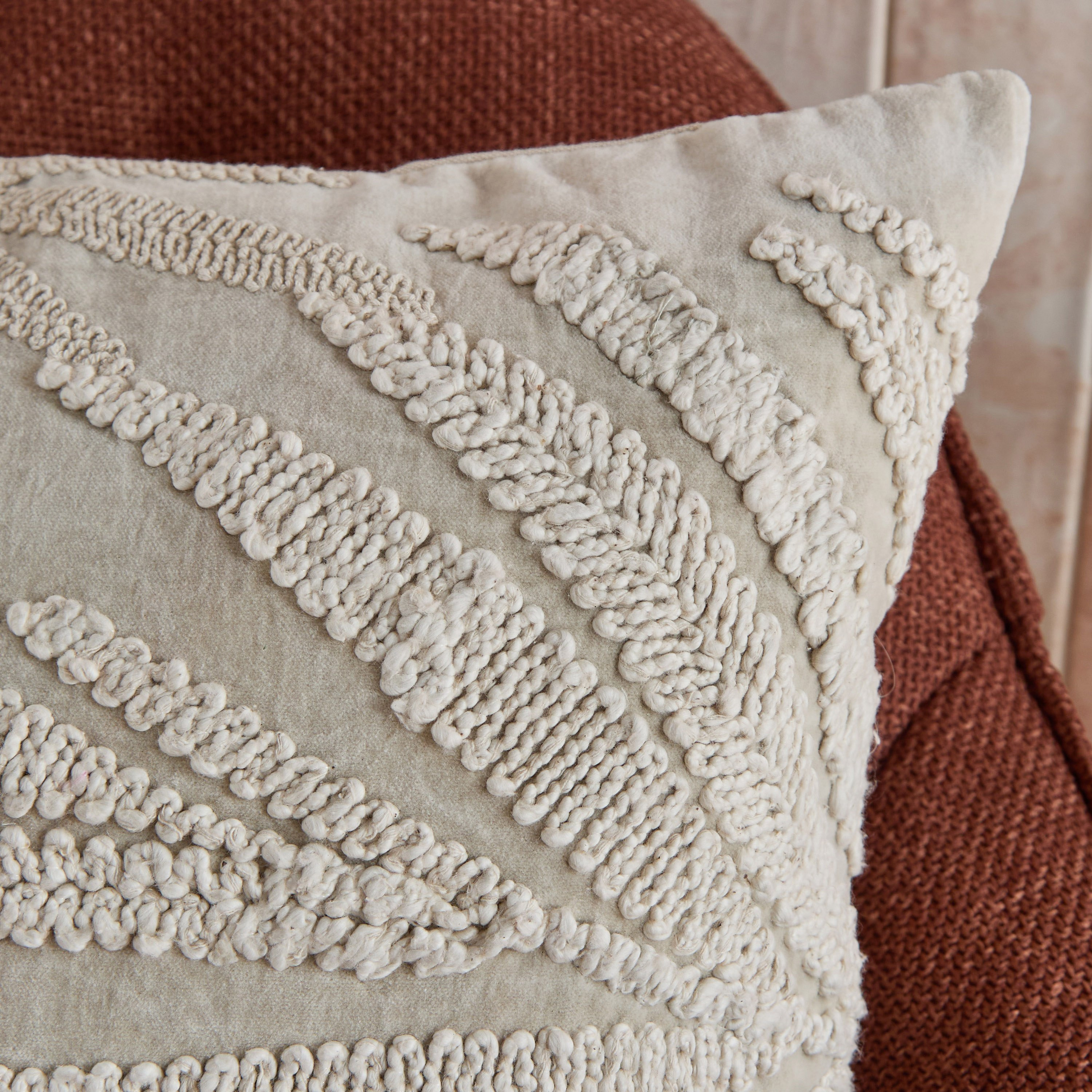 Taste of Grace Stonsh Leaf Embellished Filled Cushion - 45x45 cm-hbxhomeware-hbxbedroom-image-2