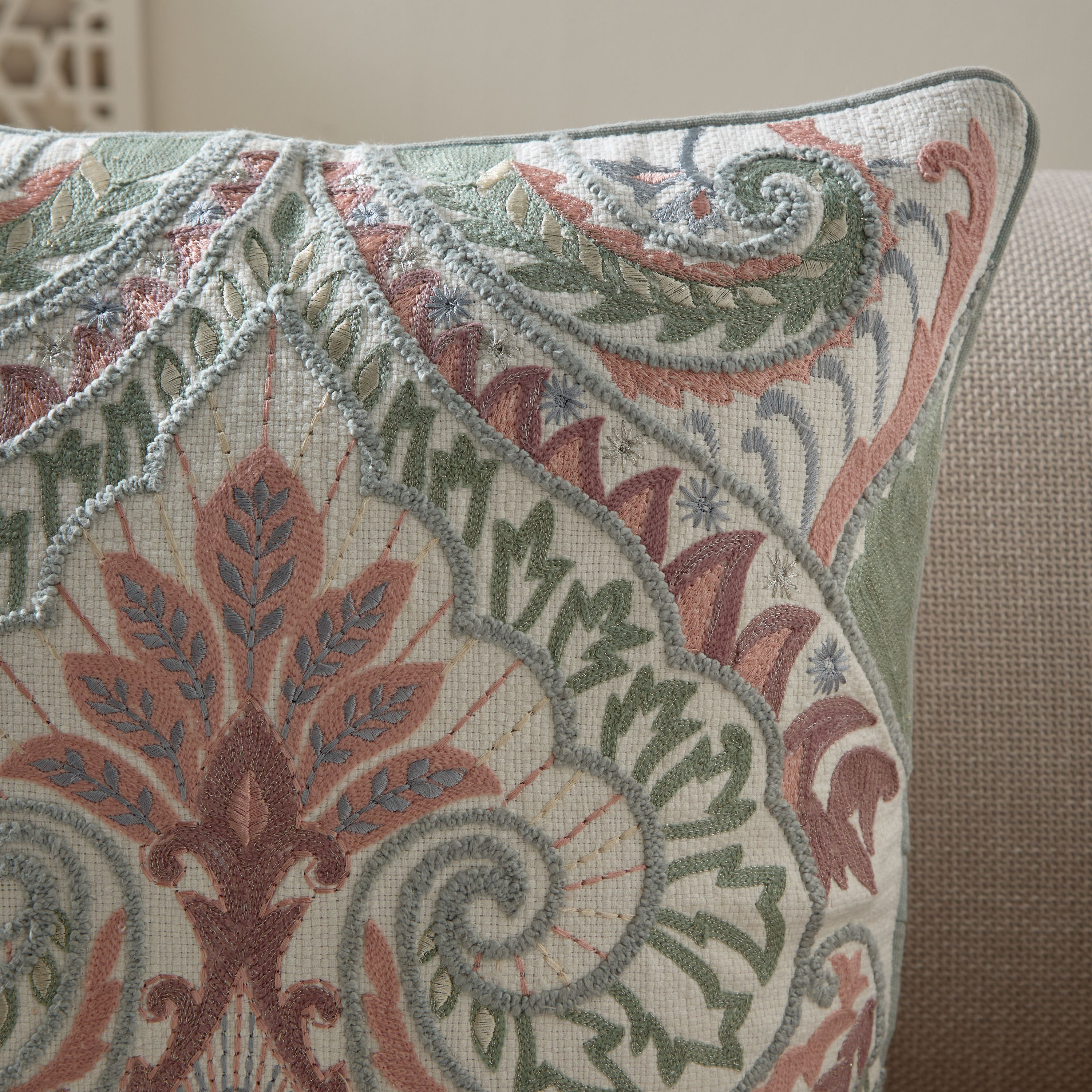 Trado Paisley Embroidered Filled Cushion - 50x50 cm-hbxhomeware-hbxbedroom-image-2