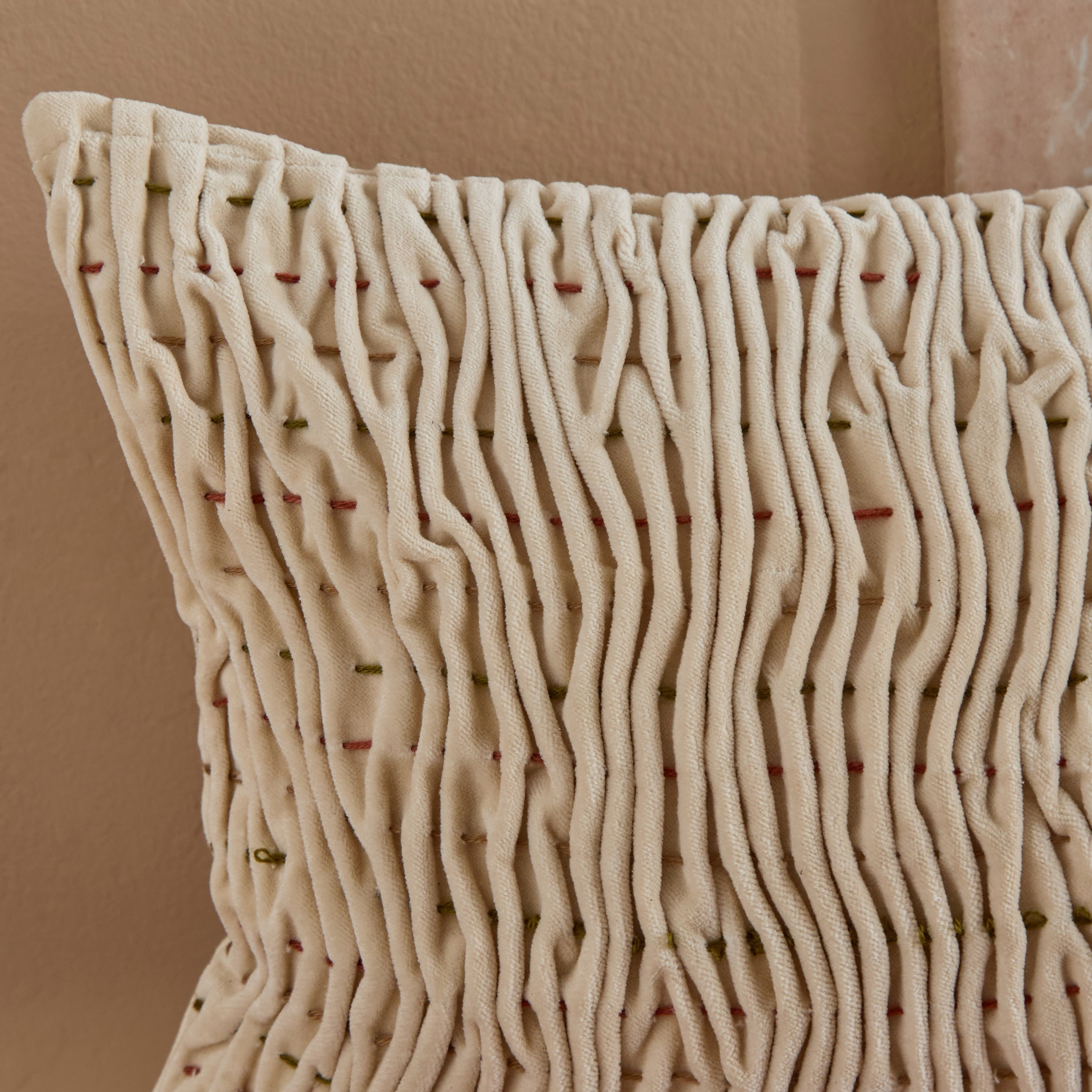 Warm Oasis Rustic Kantha Pucker Filled Cushion - 30x50 cm-hbxhomeware-hbxbedroom-image-2