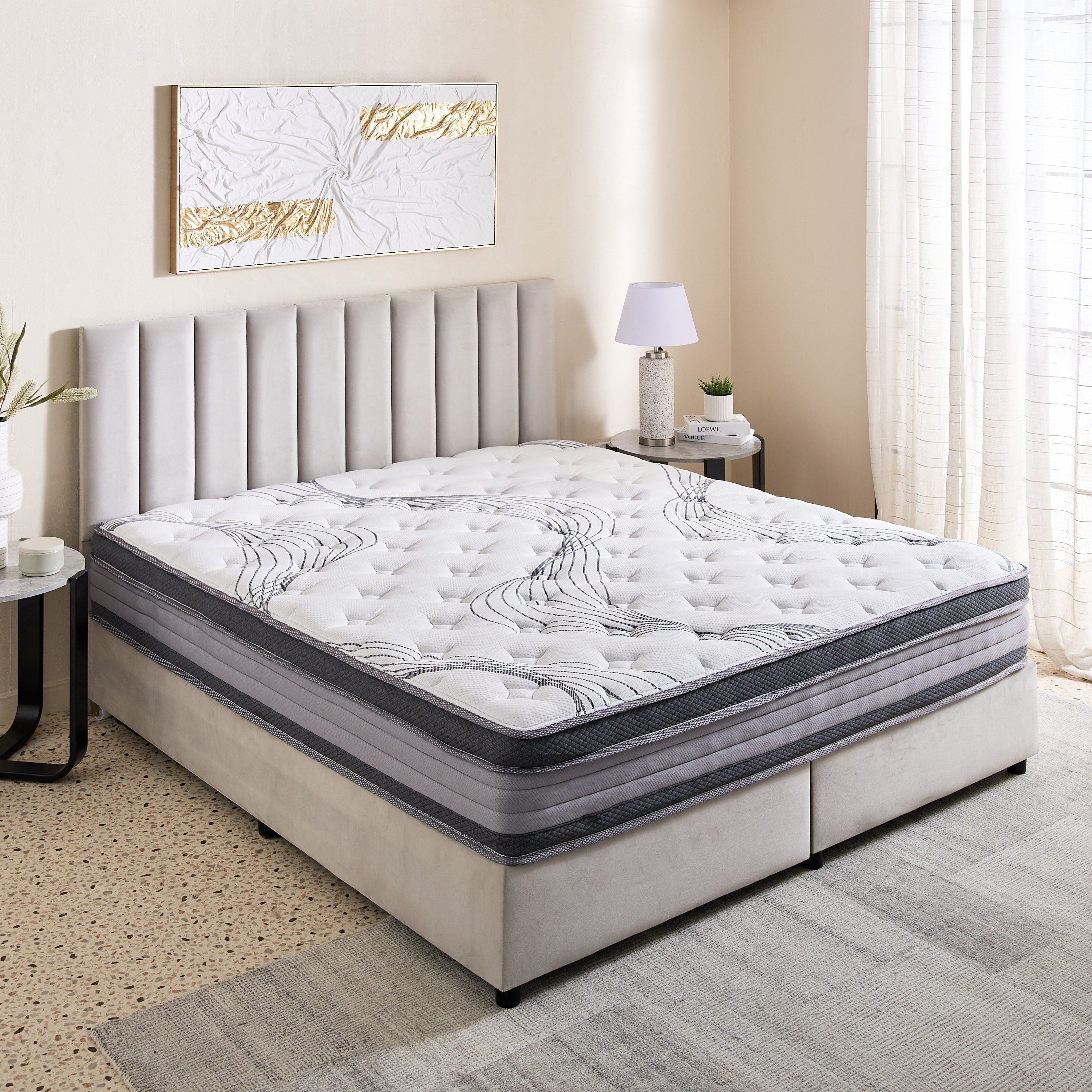 مرتبة كينج ميموري فوم جل بنوابض جيبية 3 مناطق متوسطة الصلابة من لونو چل ويف - 180x200x30 سم-hbxfurniture-mattresses-king-image-3