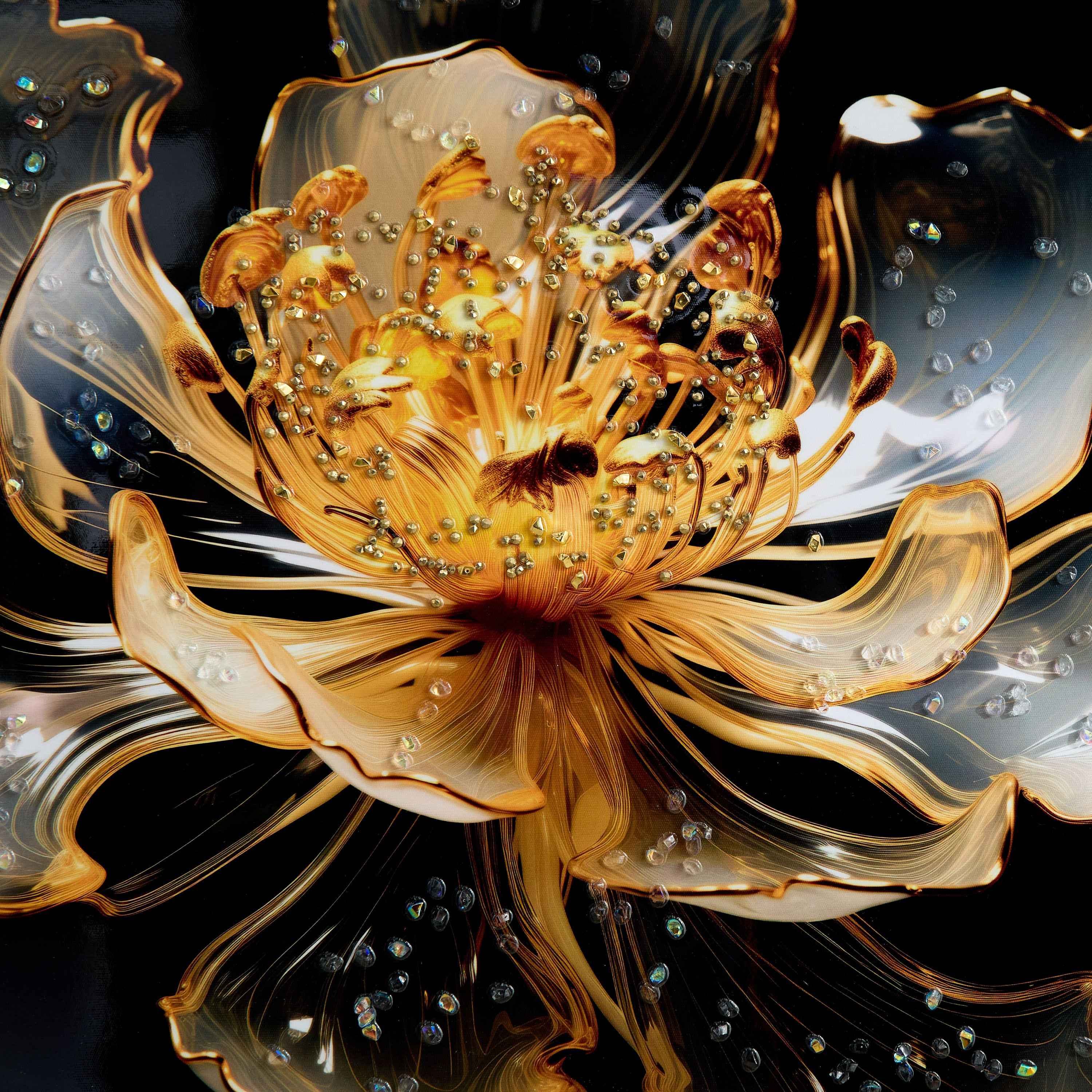 زينة حائط مؤطرة أكريليك وزجاج بتصميم زهرة من نيروبي - 62x3.5x62 سم-hbxhomeware-hbxdecorandfurnishings-image-4
