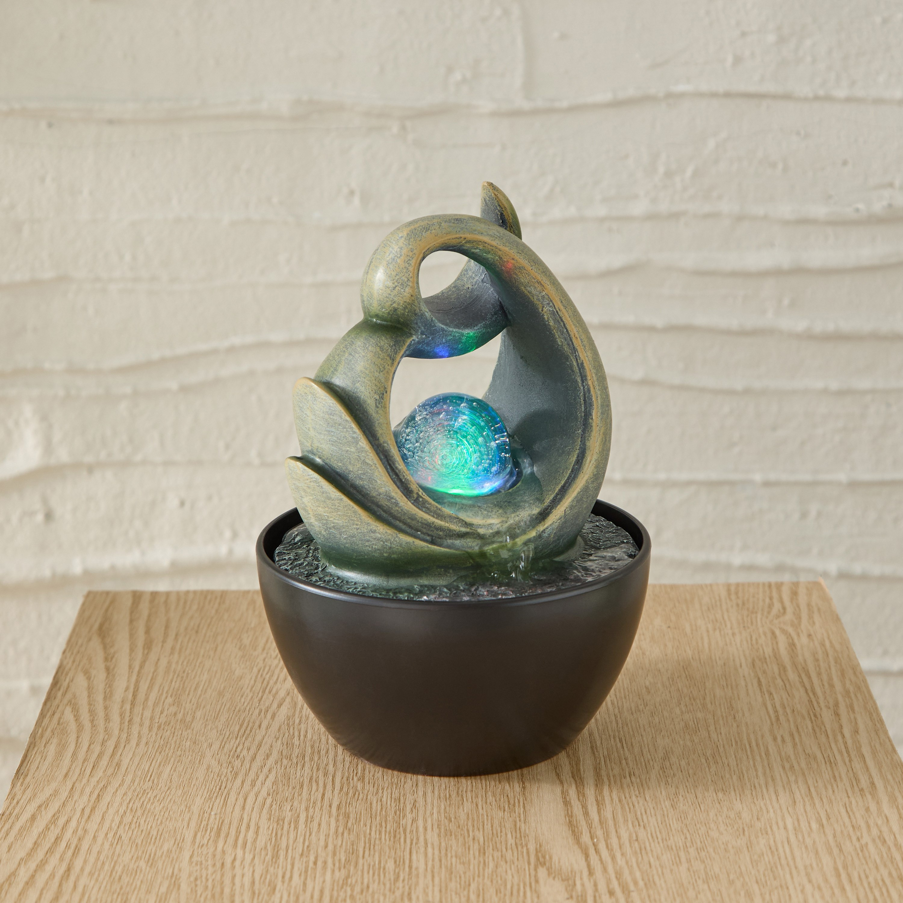 Belen Modern Fountain with Rolling Ball and LED Light - 13x13x18 cm-hbxhomeware-hbxdecorandfurnishings-image-1