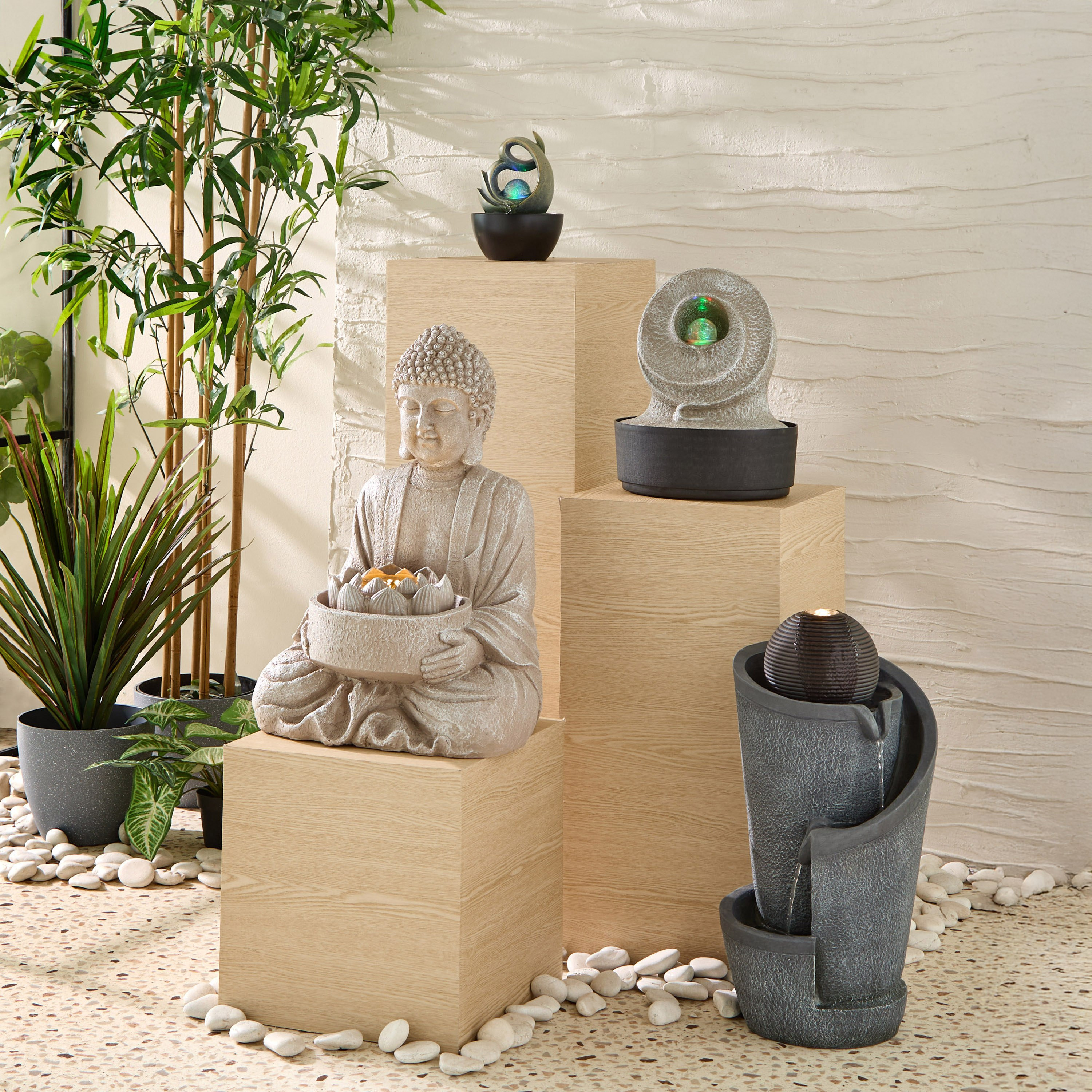 نافورة عصرية بإضاءة إل إي دي من بيلين - 26x24x48 سم-hbxhomeware-gardenandoutdoor-outdoorfountain-image-4