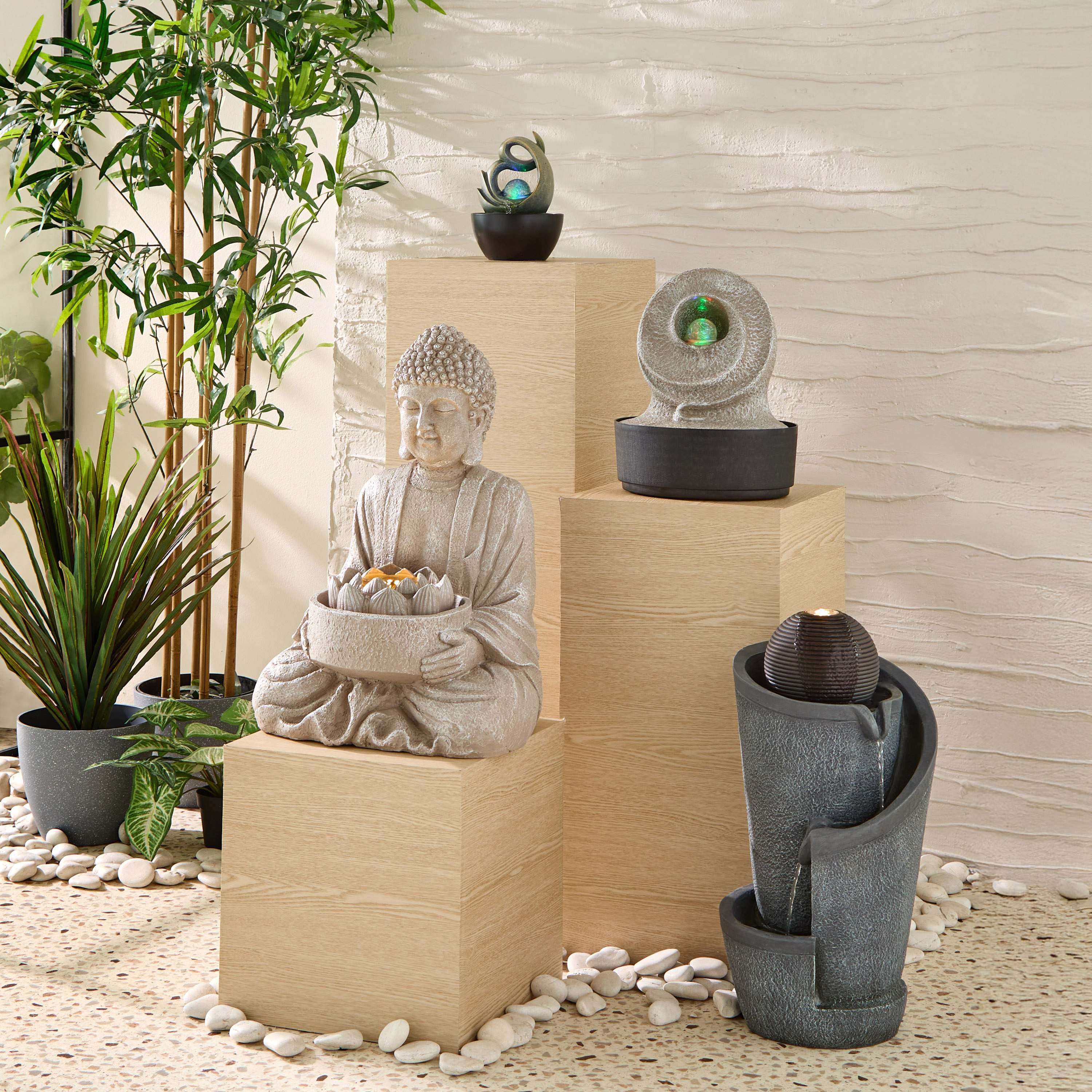 نافورة بوذا بإضاءة إل إي دي من بيلين - 37x31x50 سم-hbxhomeware-gardenandoutdoor-outdoorfountain-image-4
