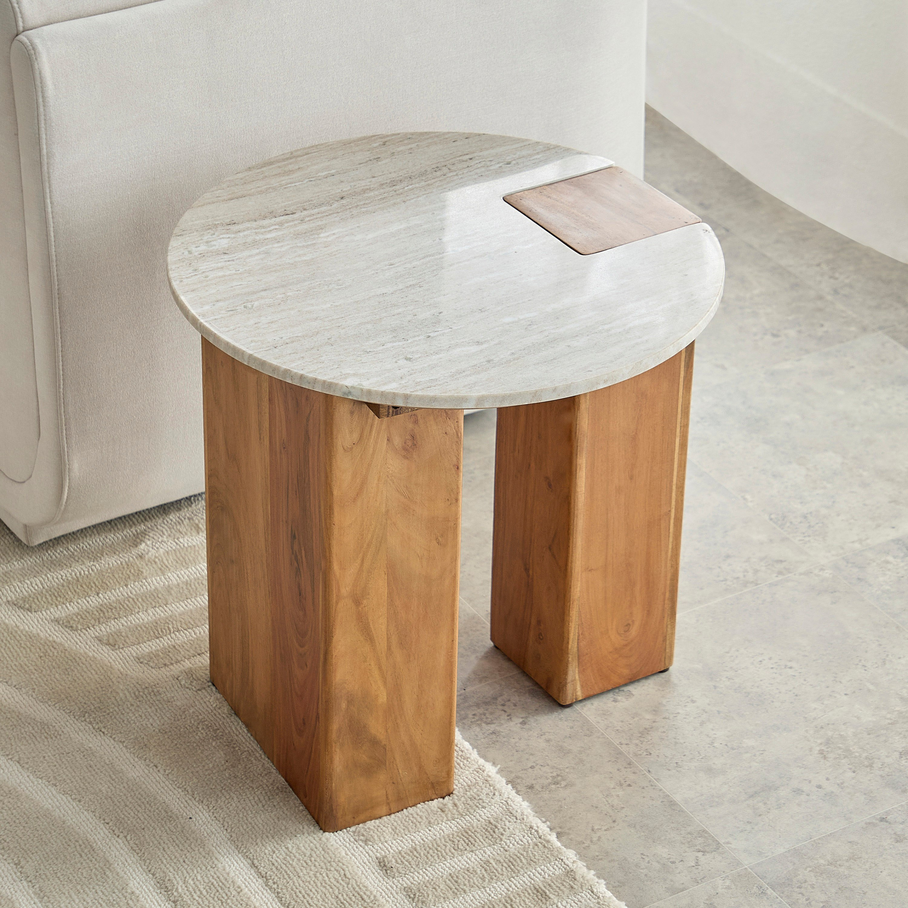 Cavon Seoul Genuine Marble Top Round End Table-hbxfurniture-livingroom-endtables-image-2