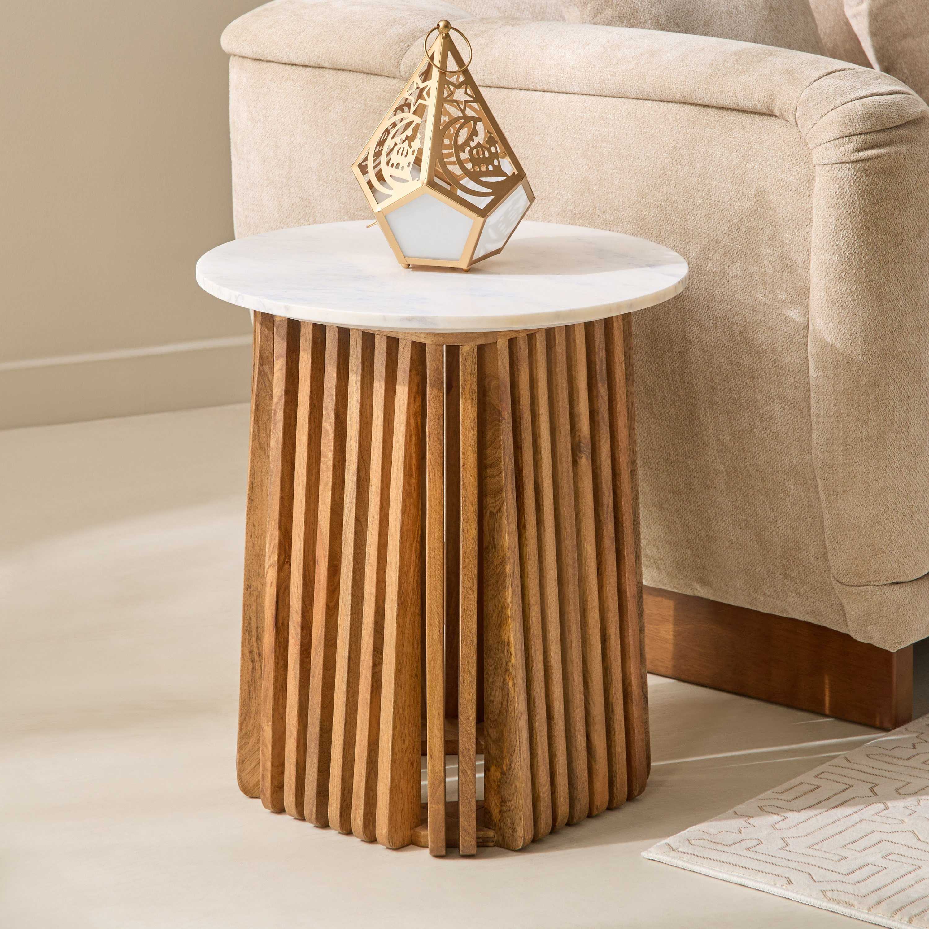 Cavon Dolce Genuine Marble Top End Table with Solid Wood Base-hbxfurniture-livingroom-endtables-image-1