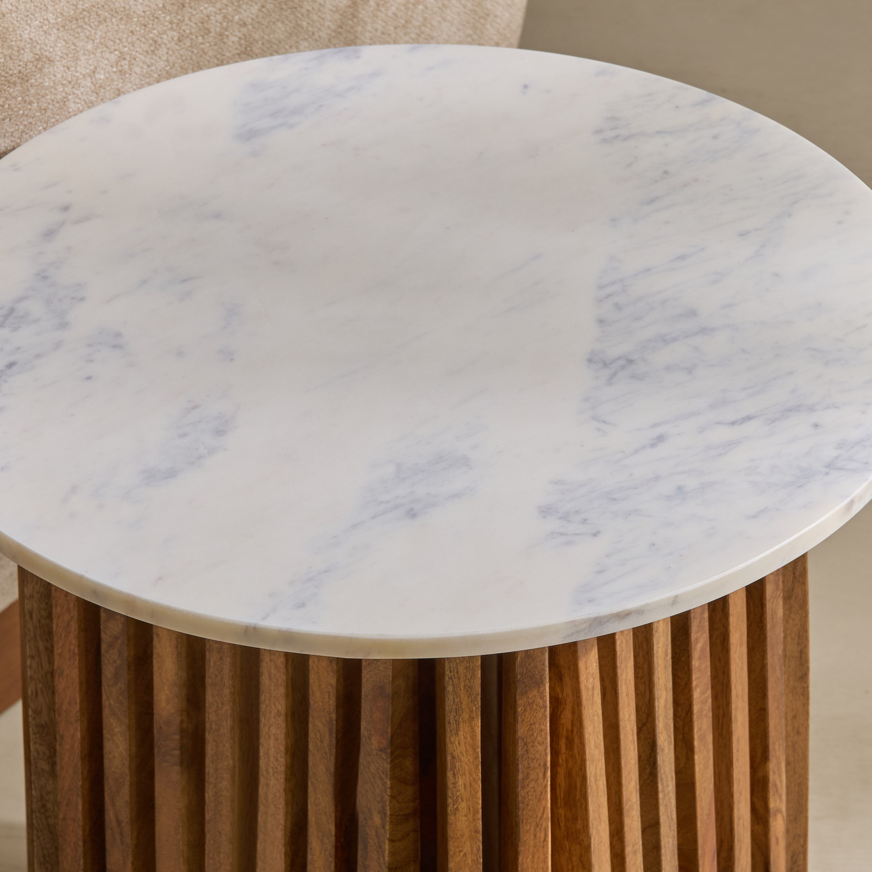 Cavon Dolce Genuine Marble Top End Table with Solid Wood Base-hbxfurniture-livingroom-endtables-image-3