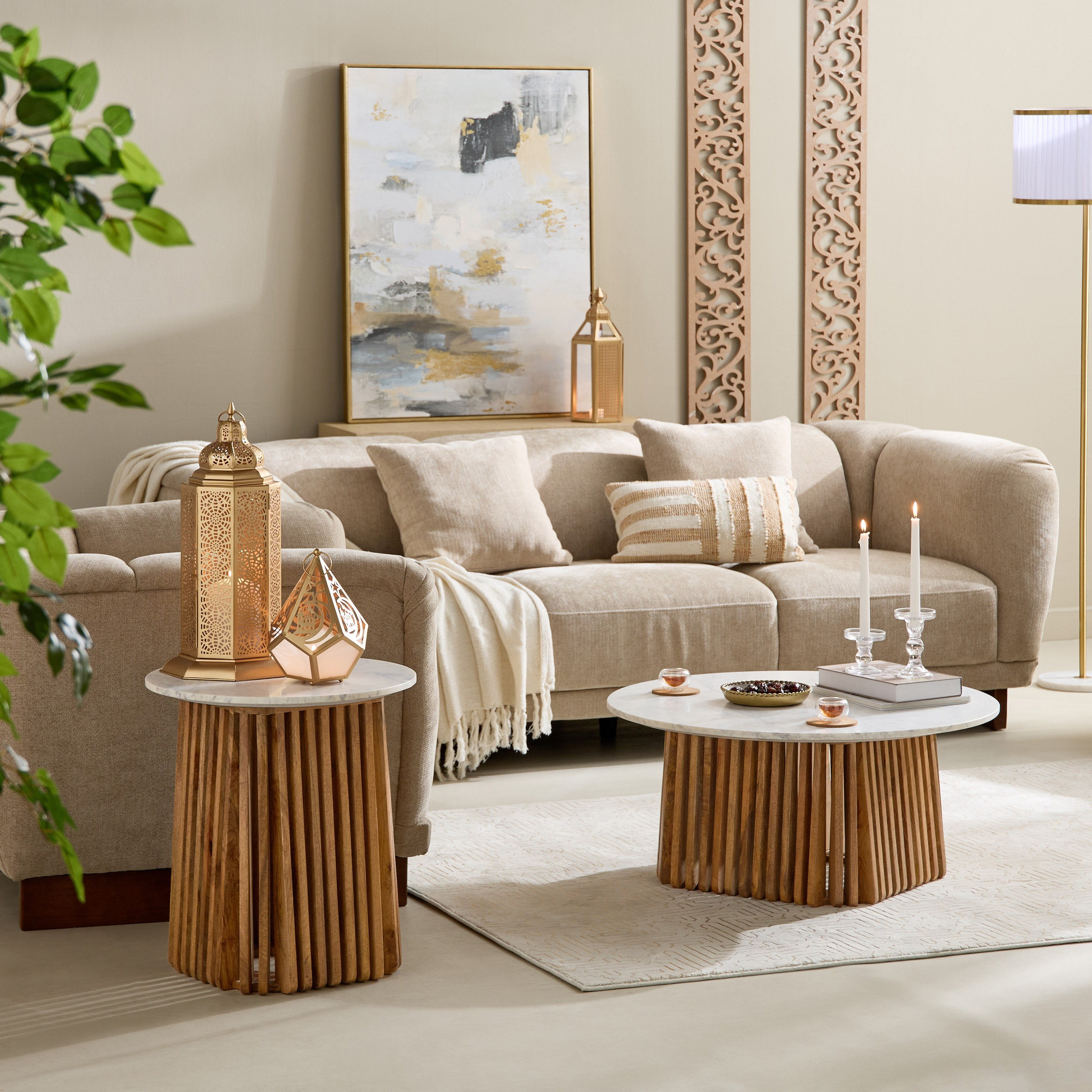Cavon Dolce Genuine Marble Top End Table with Solid Wood Base-hbxfurniture-livingroom-endtables-image-6