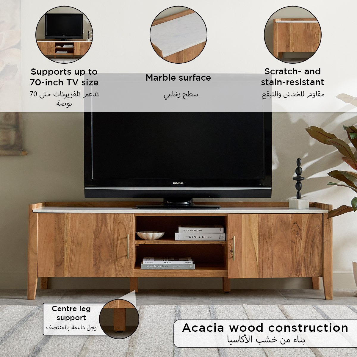 Vendra Midtown 1.6 meter Genuine Marble Top TV Unit for TVs Up to 70 inches-hbxlivingroom-mediaunitsandstorage-tvunits-image-4