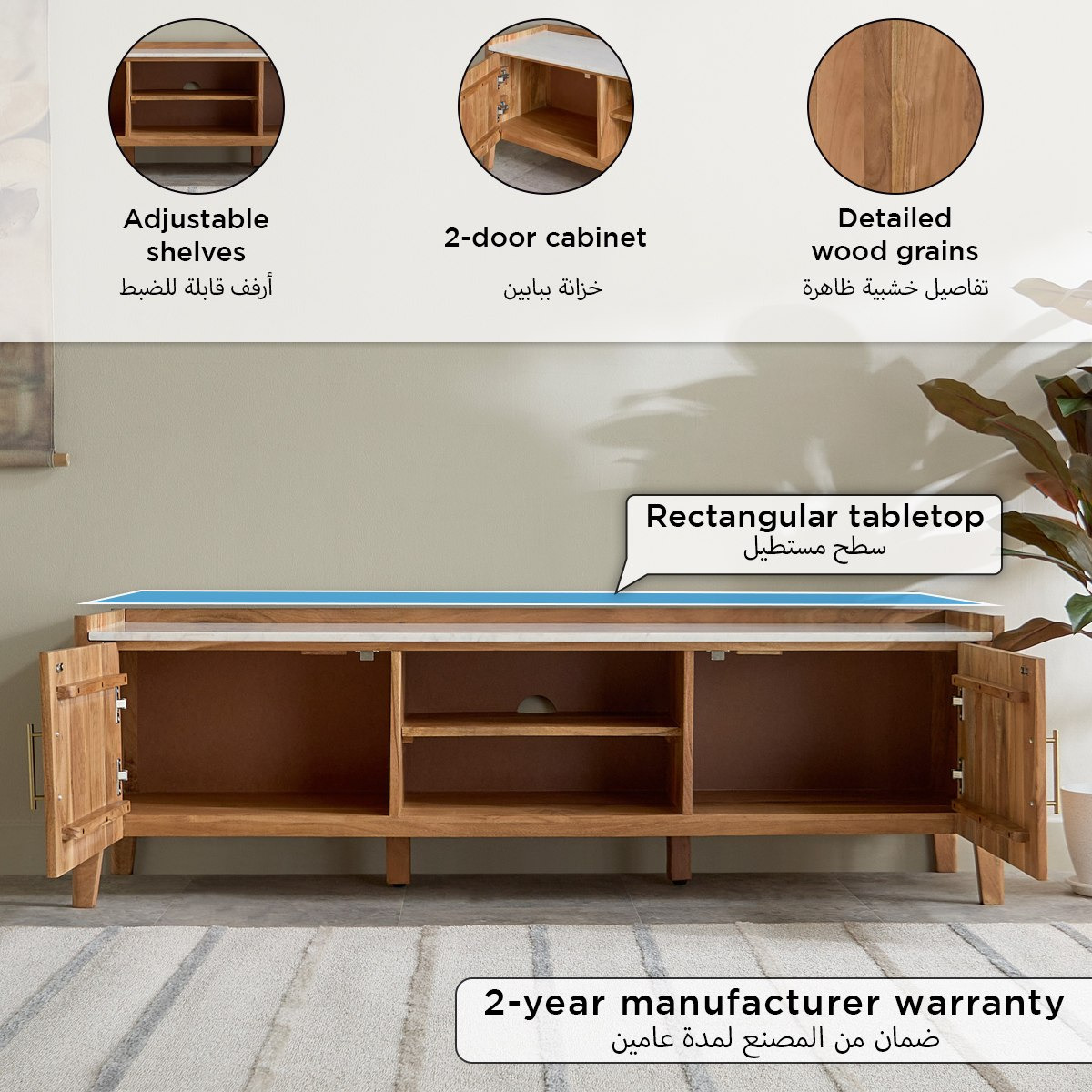 Vendra Midtown 1.6 meter Genuine Marble Top TV Unit for TVs Up to 70 inches-hbxlivingroom-mediaunitsandstorage-tvunits-image-6