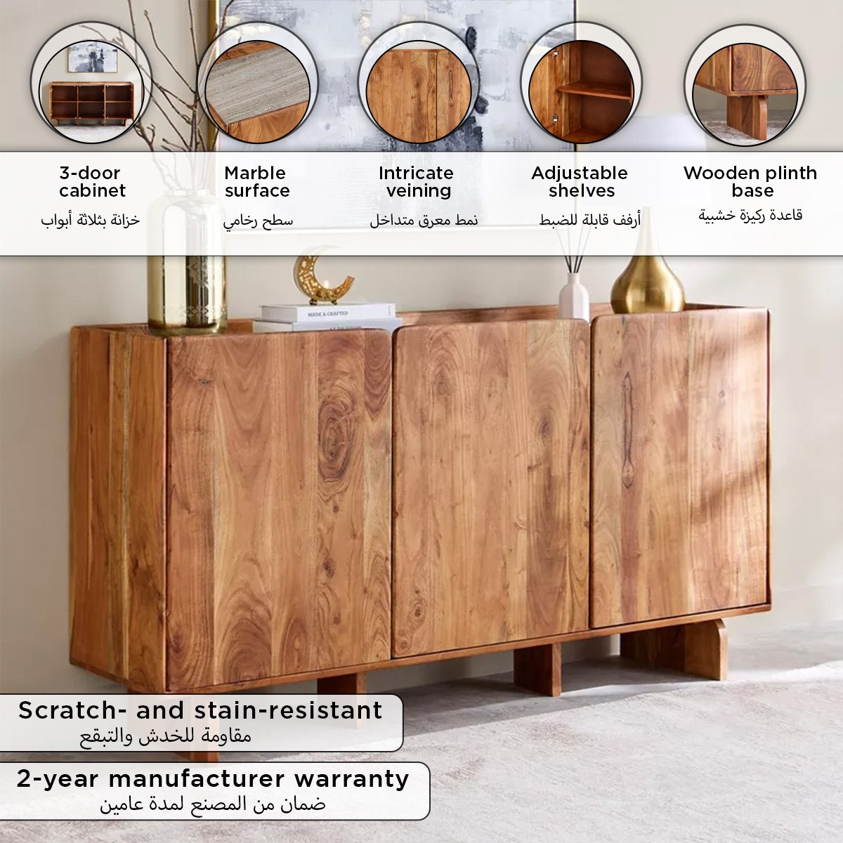 Cavon Seoul Genuine Marble Top 3-Door Sideboard-hbxfurniture-diningroom-buffetsandsideboards-image-15