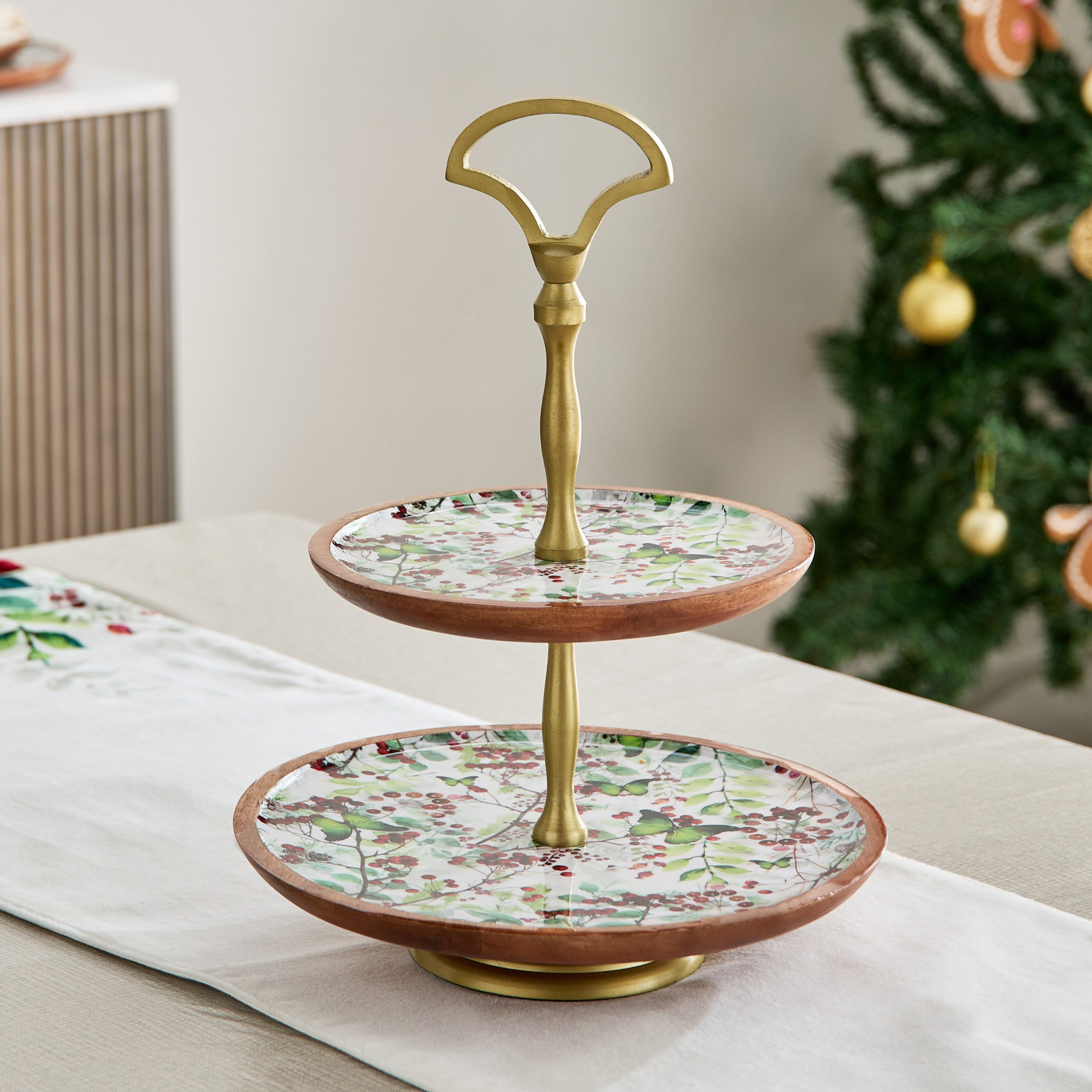 صحن مافن خشب طابقين من بيري - 26.5x26.5x35.5 سم-hbxdecorandfurnishings-tabletop-serveware-image-2