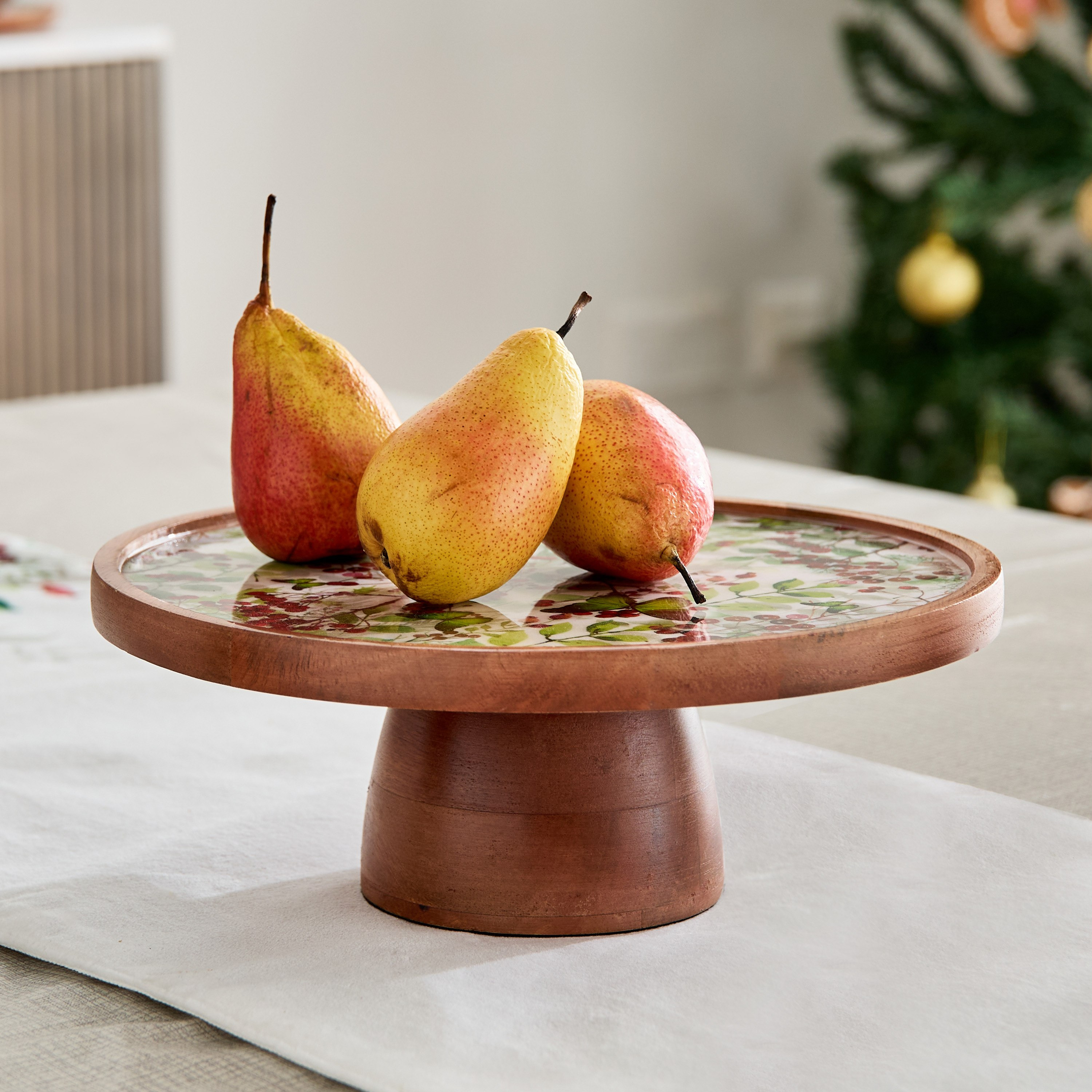 حامل كيك خشب بيديستال من بيري - 26.5x26.5x10 سم-hbxdecorandfurnishings-tabletop-serveware-image-1