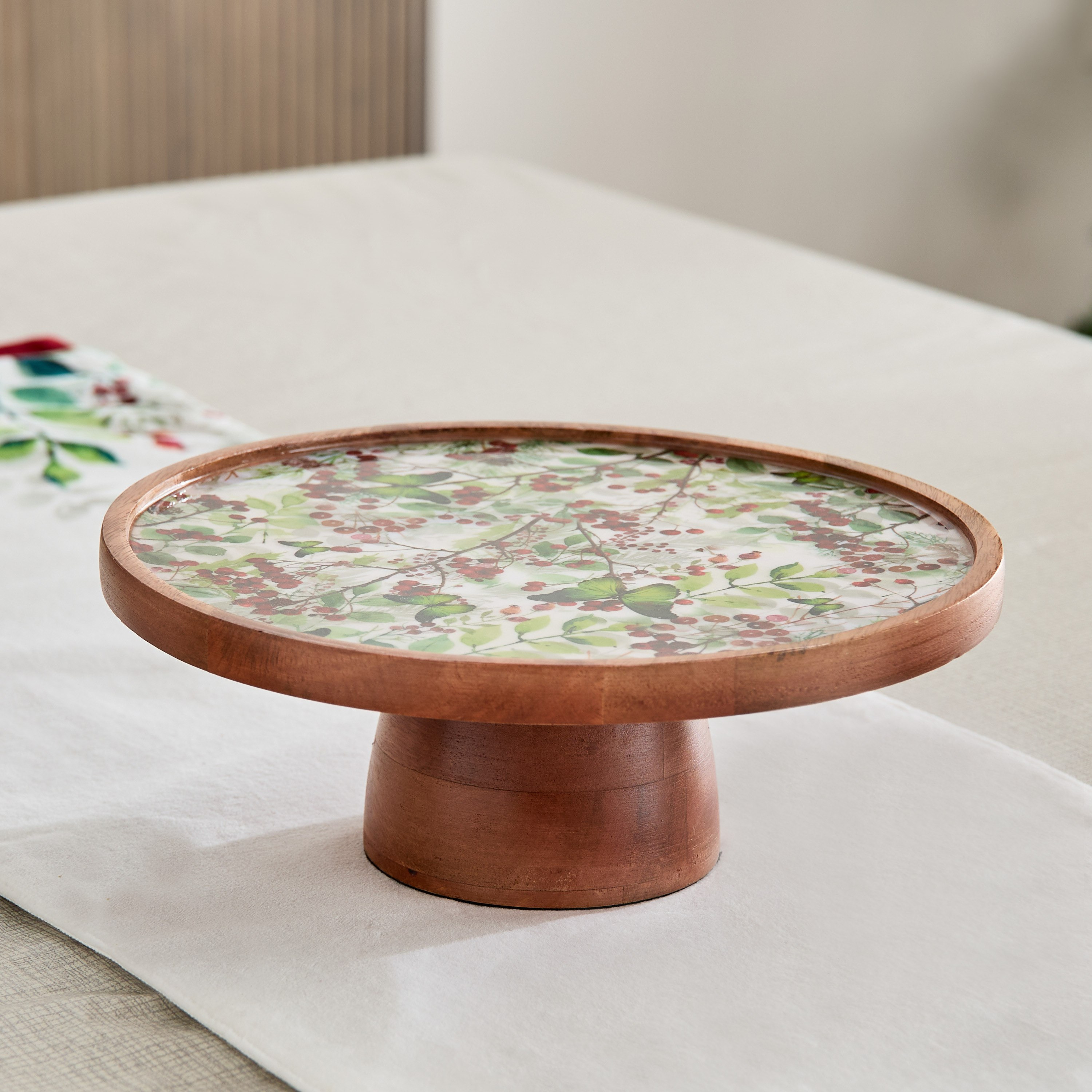 حامل كيك خشب بيديستال من بيري - 26.5x26.5x10 سم-hbxdecorandfurnishings-tabletop-serveware-image-2
