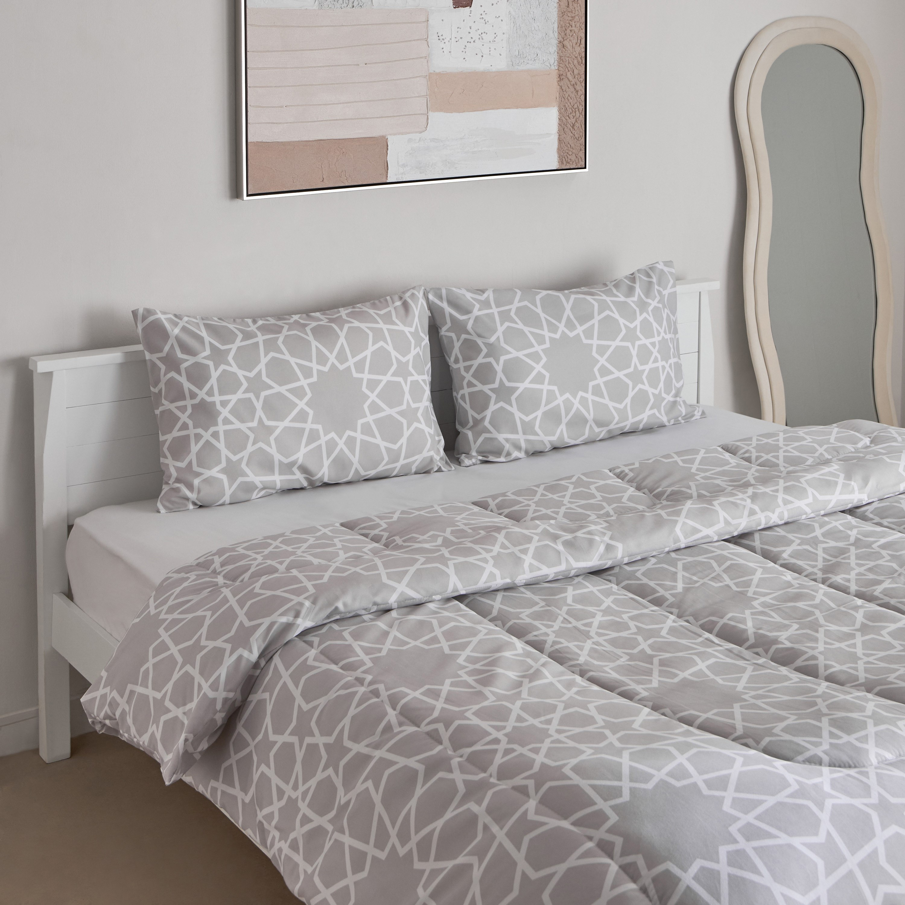 طقم لحاف كينج من الألياف الدقيقة بطبعات ديمو 3 قطع من أونتاريو - 220x240 سم-hbxhomeware-hbxbedroom-image-1