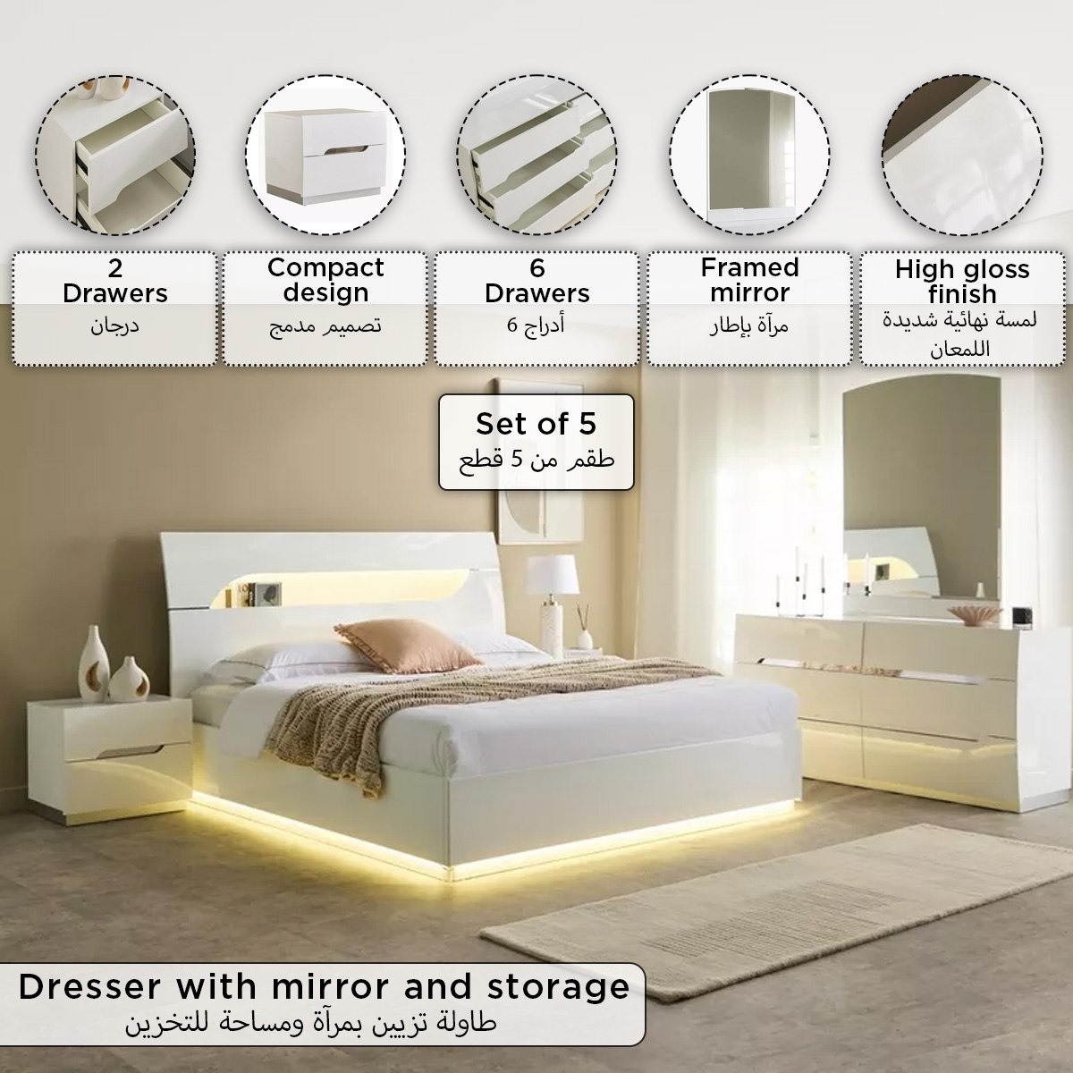 Dixon 5-Piece High Gloss King Bedroom Set - 180x200 cm-PROMO_HB_SA_HBX10_TH1000_NEW_031025-image-24