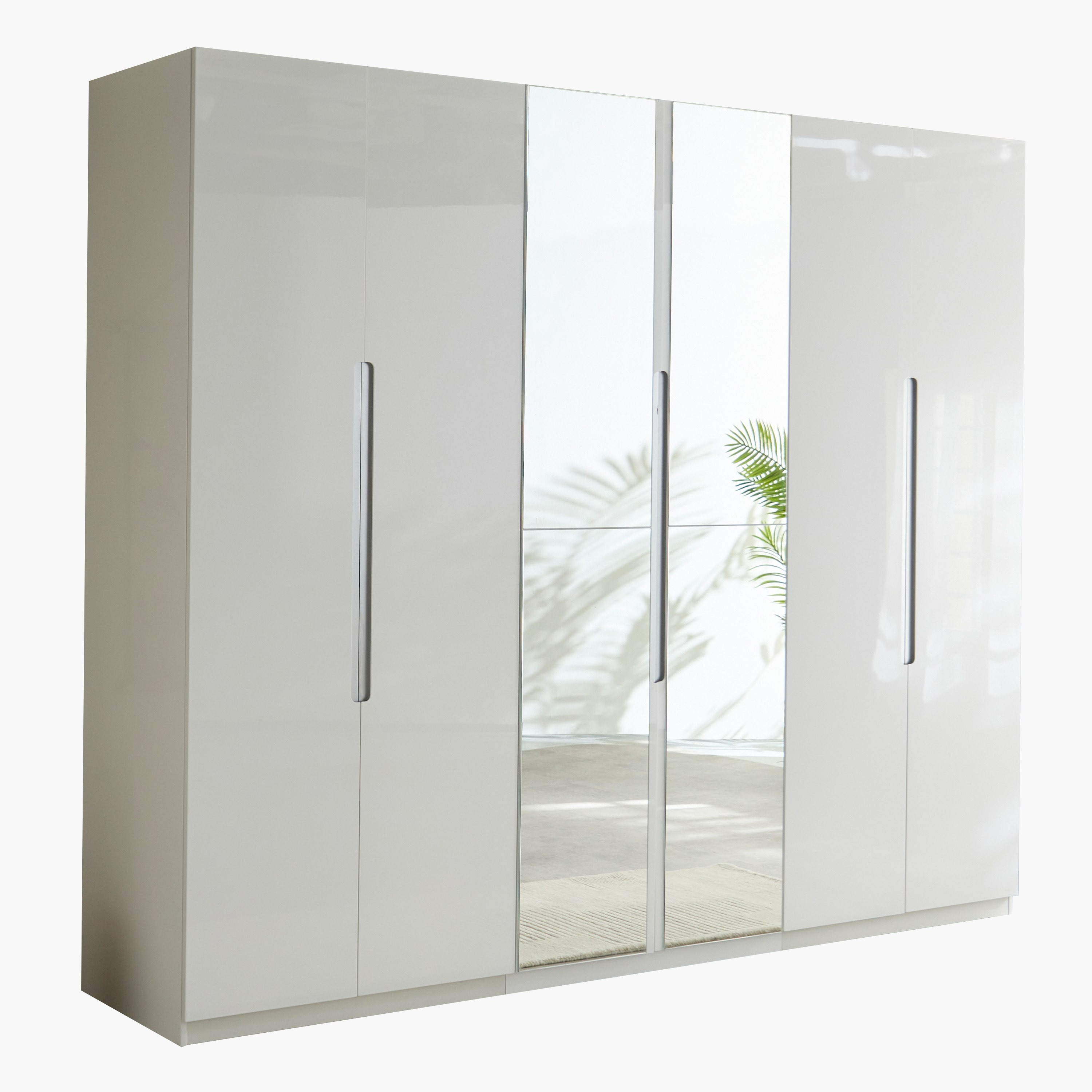 Dixon 6-Door High Gloss Wardrobe with 2 Drawers and Mirror-hbxfurniture-wardrobes-image-11
