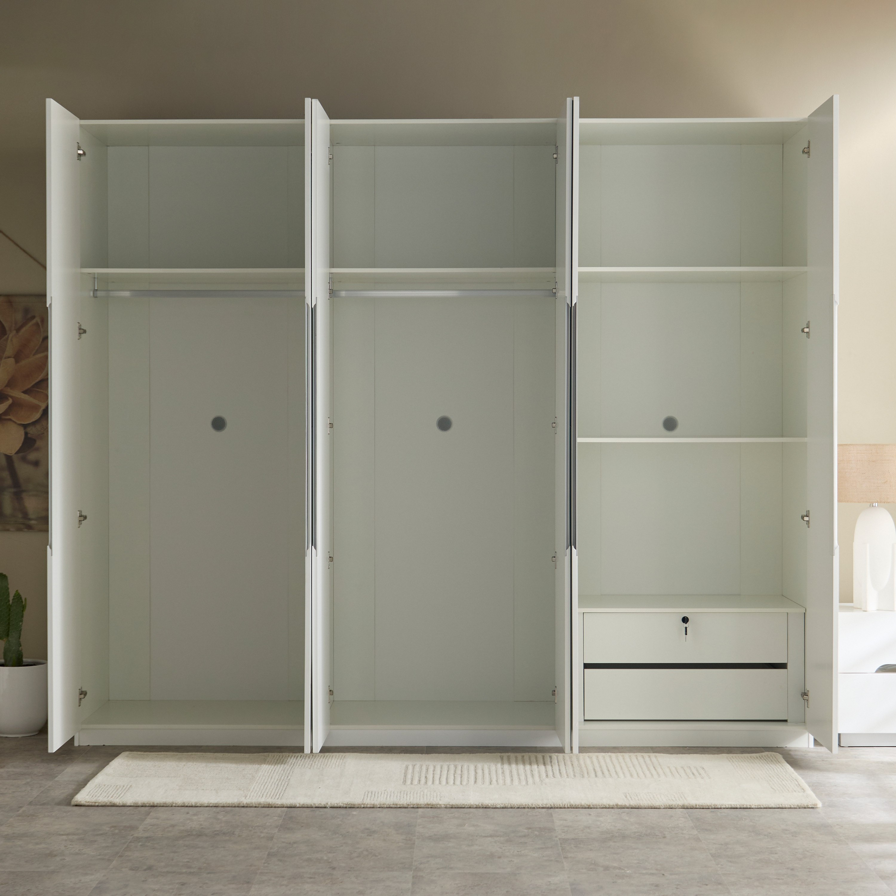 Dixon 6-Door High Gloss Wardrobe with 2 Drawers and Mirror-hbxfurniture-wardrobes-image-4