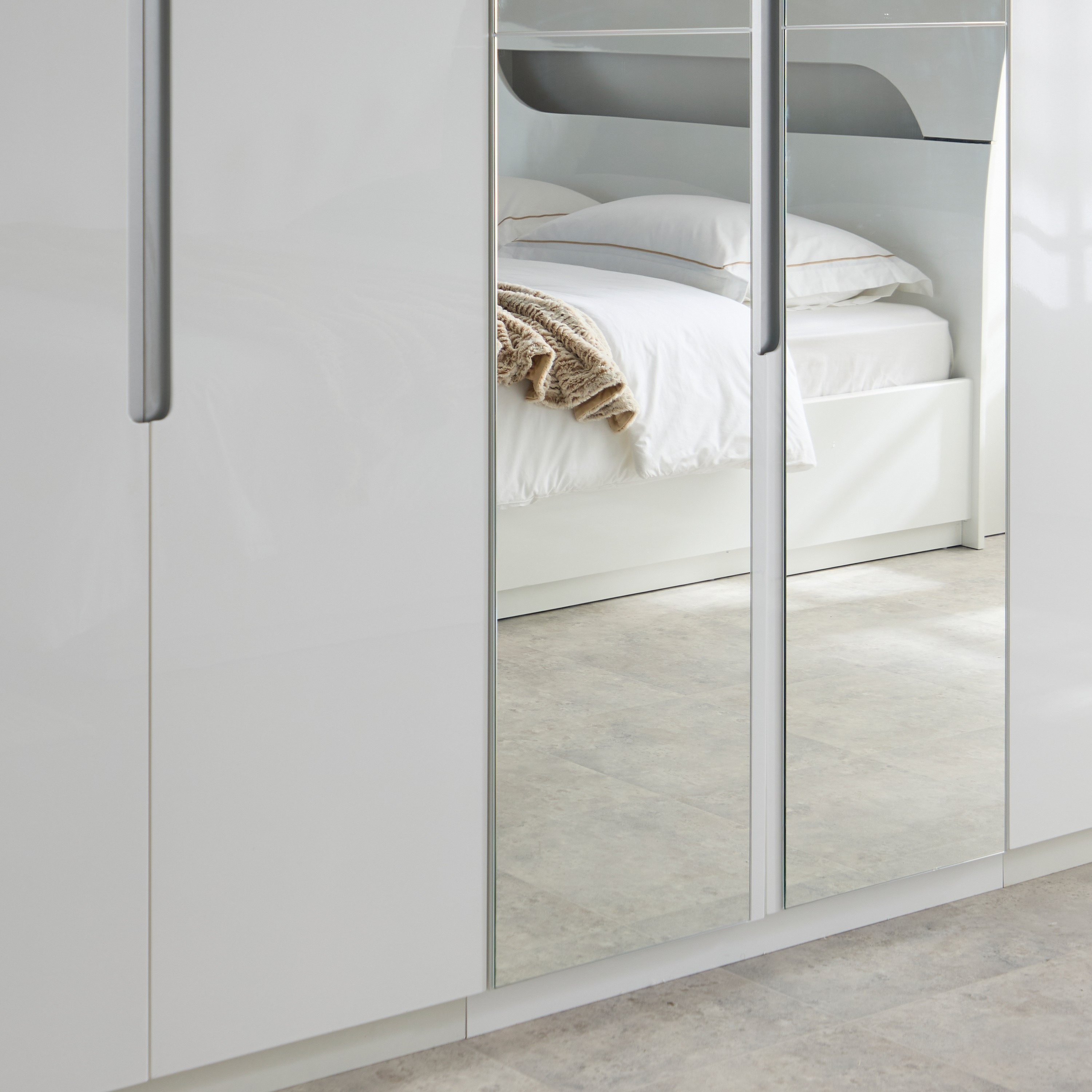 Dixon 6-Door High Gloss Wardrobe with 2 Drawers and Mirror-hbxfurniture-wardrobes-image-5