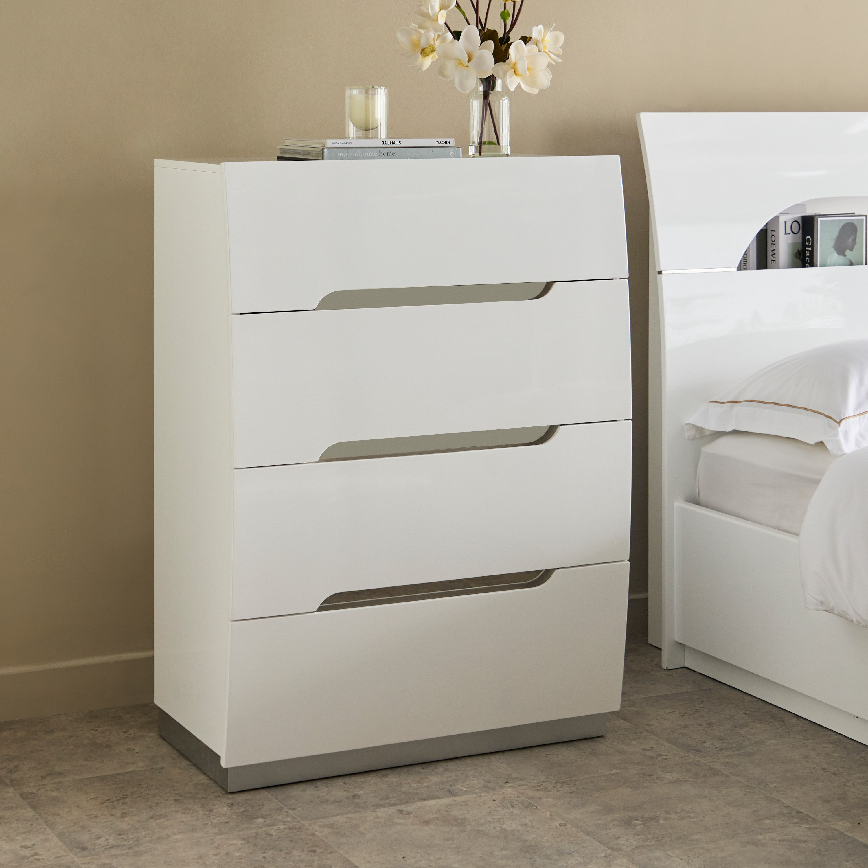 Dixon High Gloss Chest of 4-Drawers-hbxfurniture-dressersandchests-chestofdrawers-image-1