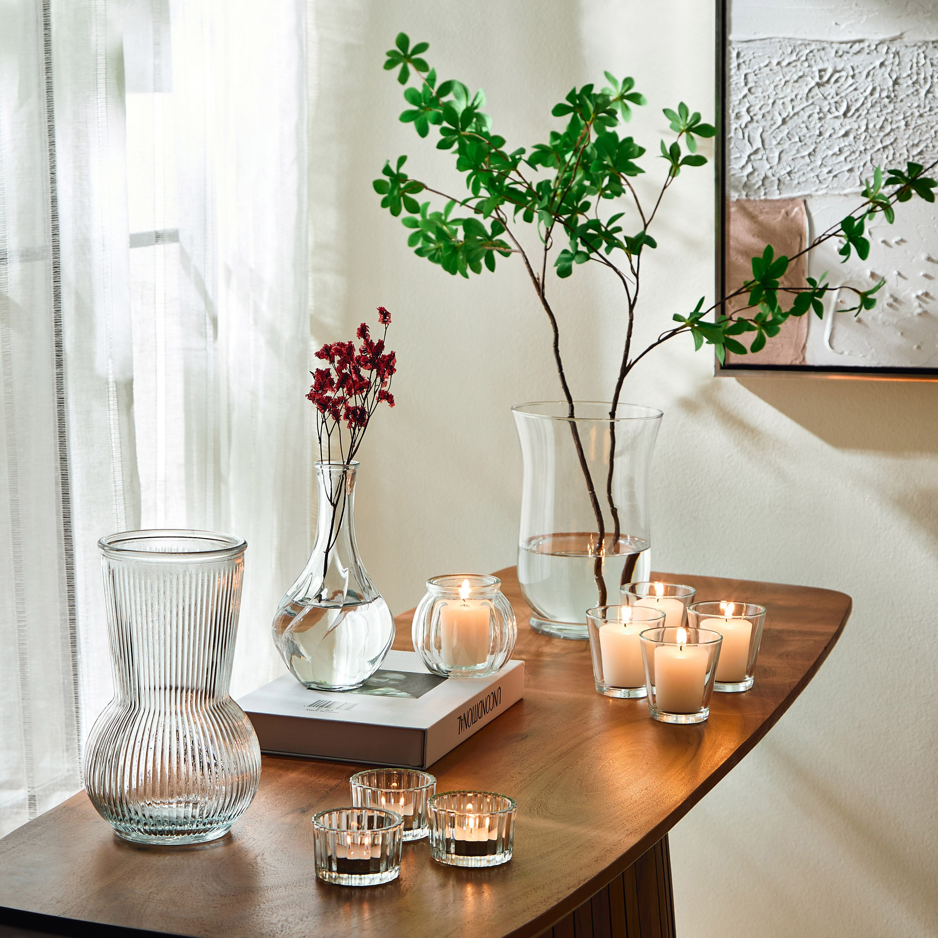 مزهرية زجاج شفاف من كلير - 13x13x20 سم-PROMO_HB_AE_B1G1_250925-image-4