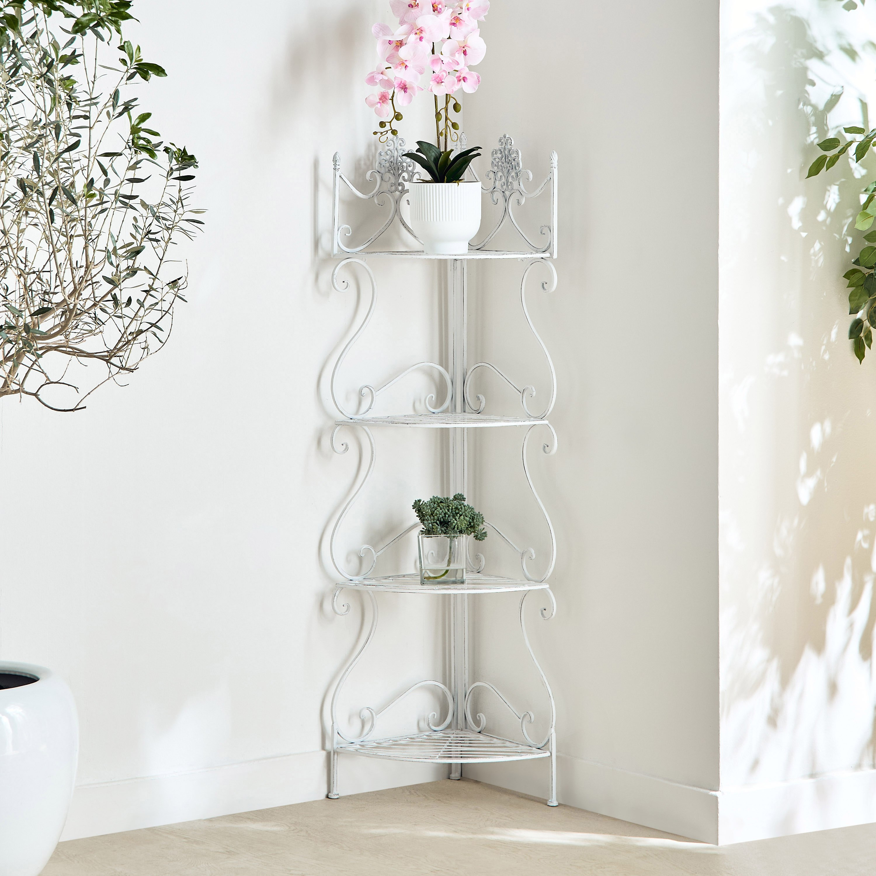 حامل نباتات للزاوية معدن 4 طوابق كلاسيك من فيستا - 47x33x136 سم-hbxlivingroom-decorandaccessories-plantersandurns-image-1