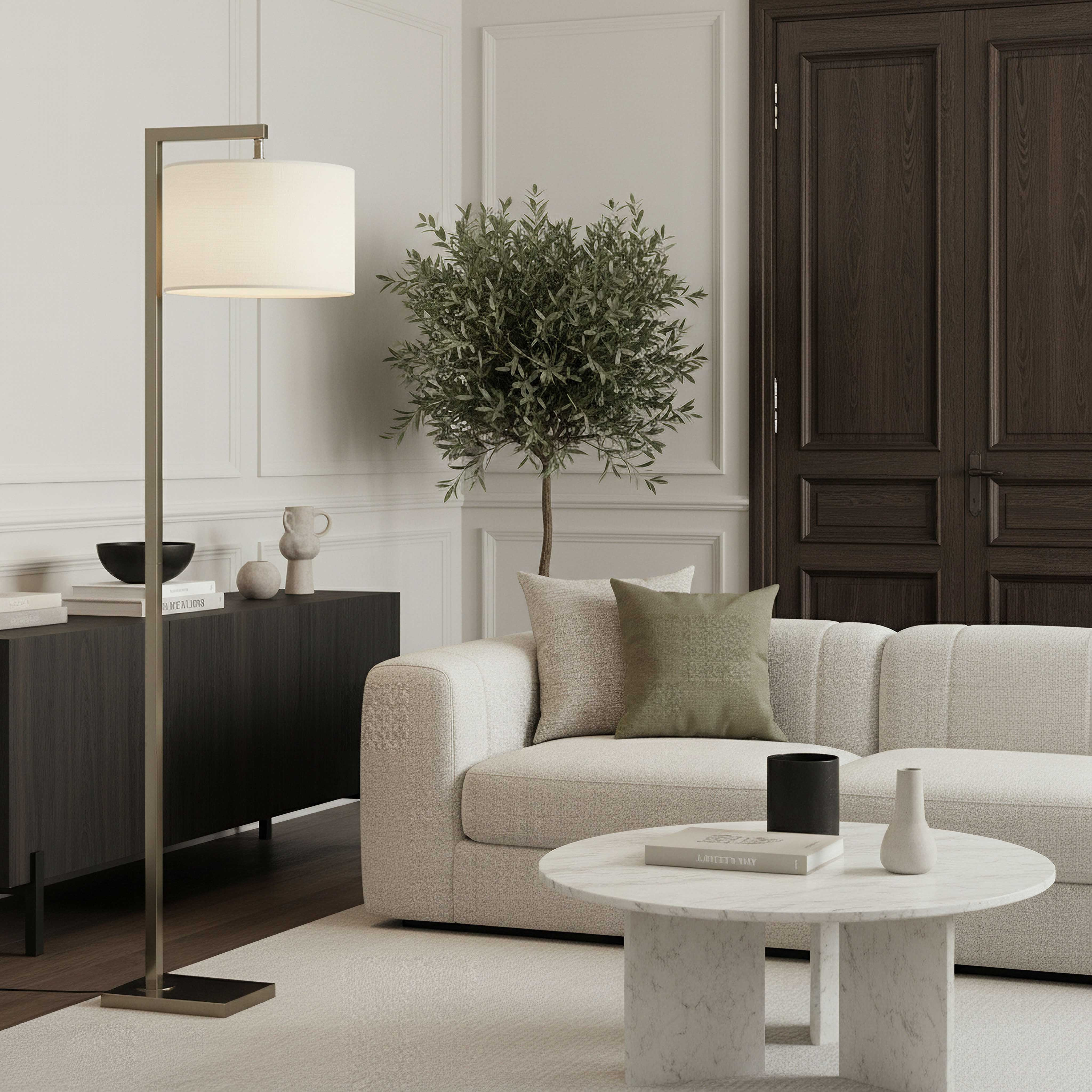 Deme Tiv Metal E27 Floor Lamp with Linen Shade - 162 cm-hbxhomeware-hbxdecorandfurnishings-image-4