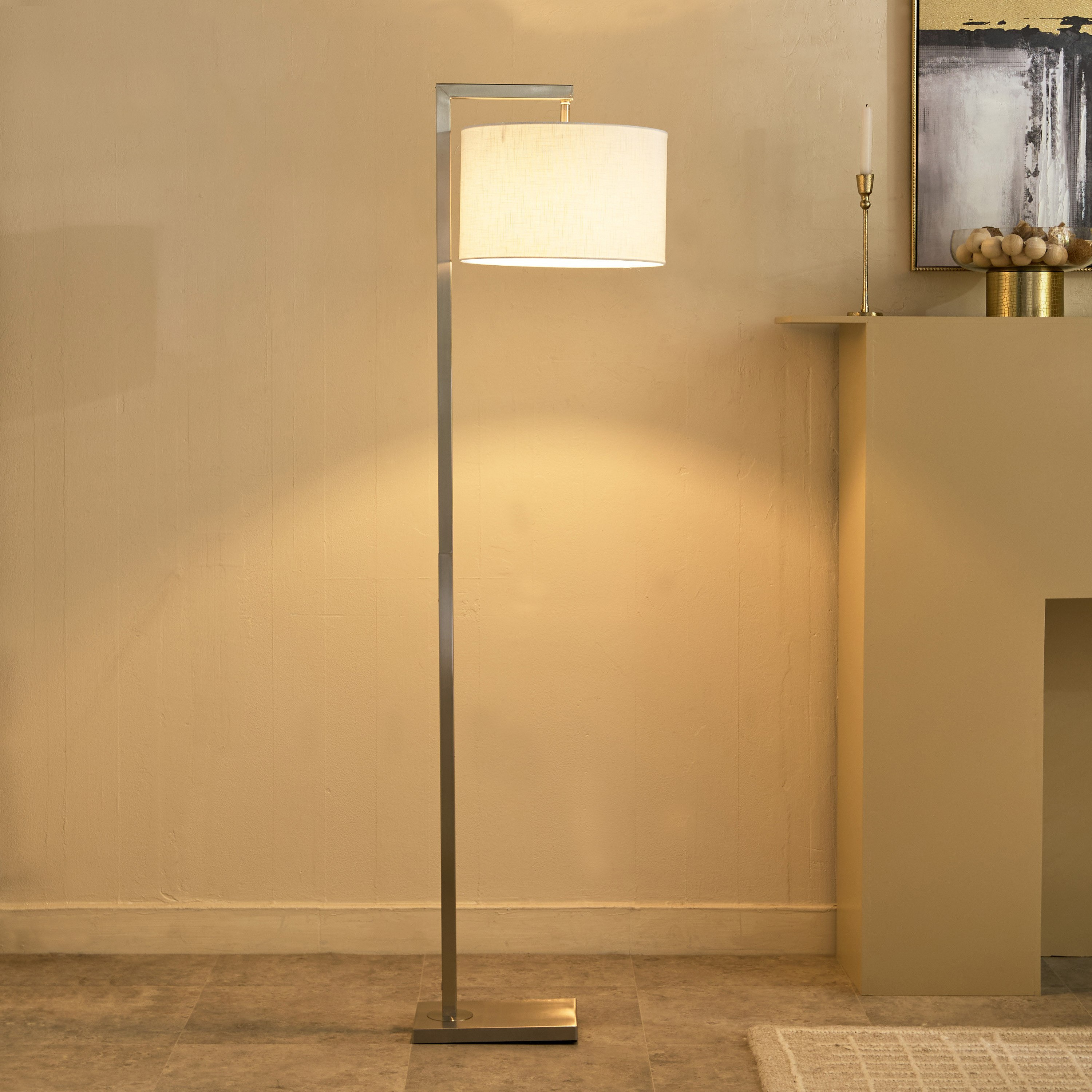 Deme Tiv Metal E27 Floor Lamp with Linen Shade - 162 cm-hbxhomeware-hbxdecorandfurnishings-image-6