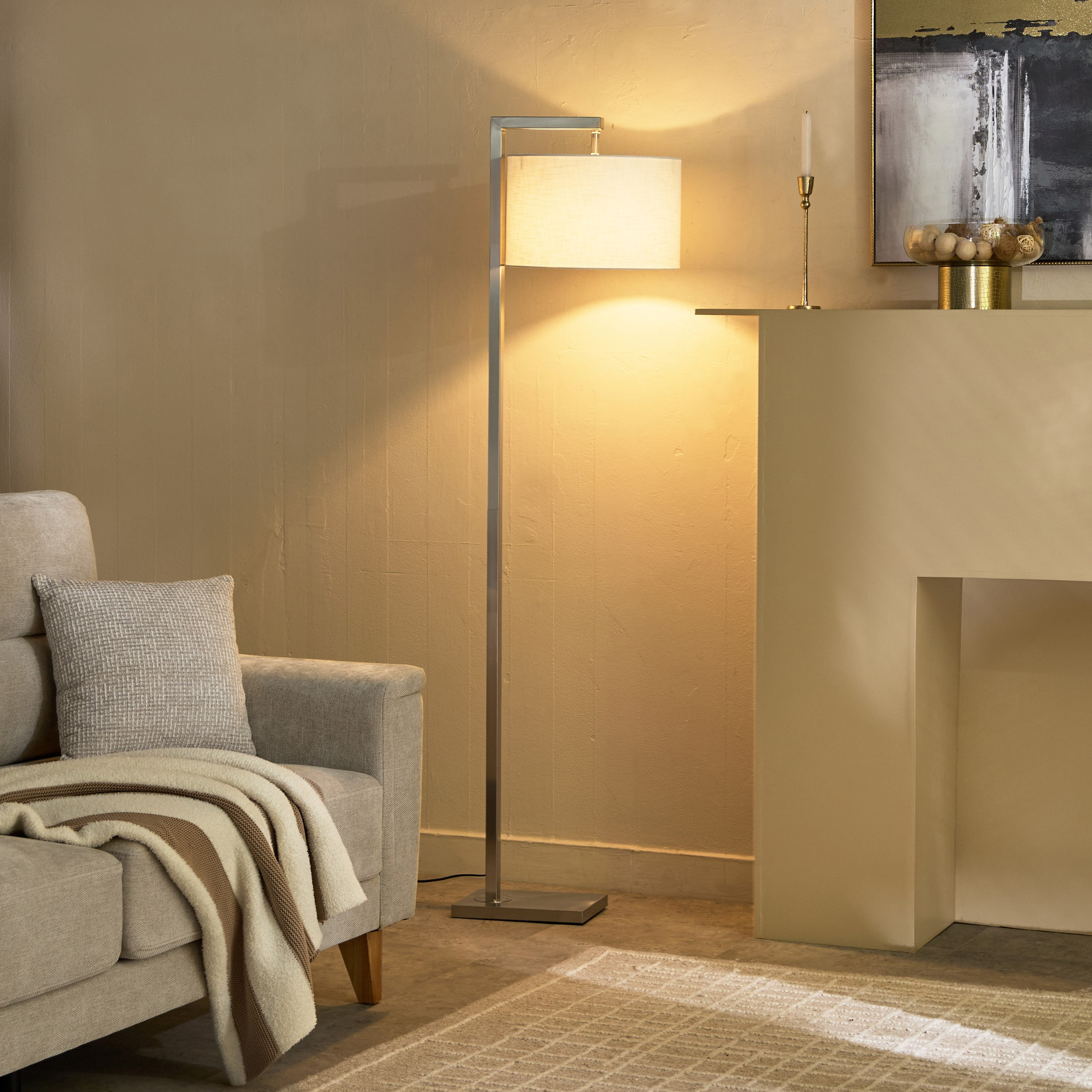 Deme Tiv Metal E27 Floor Lamp with Linen Shade - 162 cm-hbxhomeware-hbxdecorandfurnishings-image-9