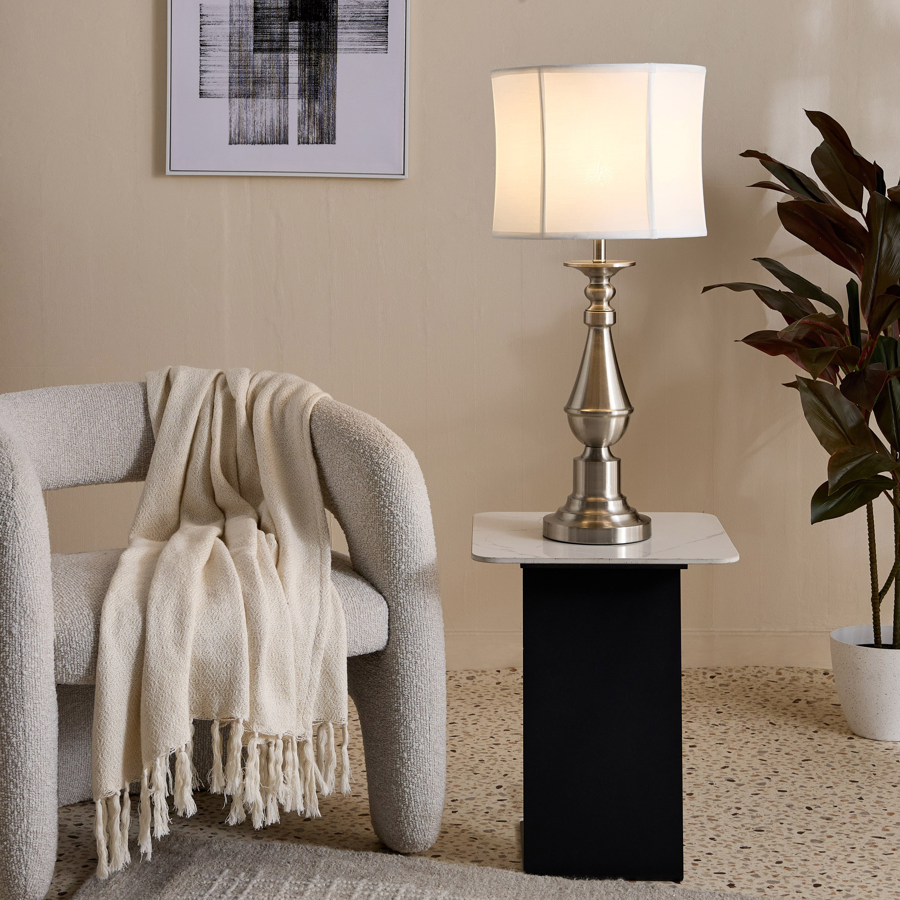 Glen Mallory Metal Table Lamp with Handmade Shade - 33x71 cm-hbxlivingroom-lighting-tablelamps-image-5