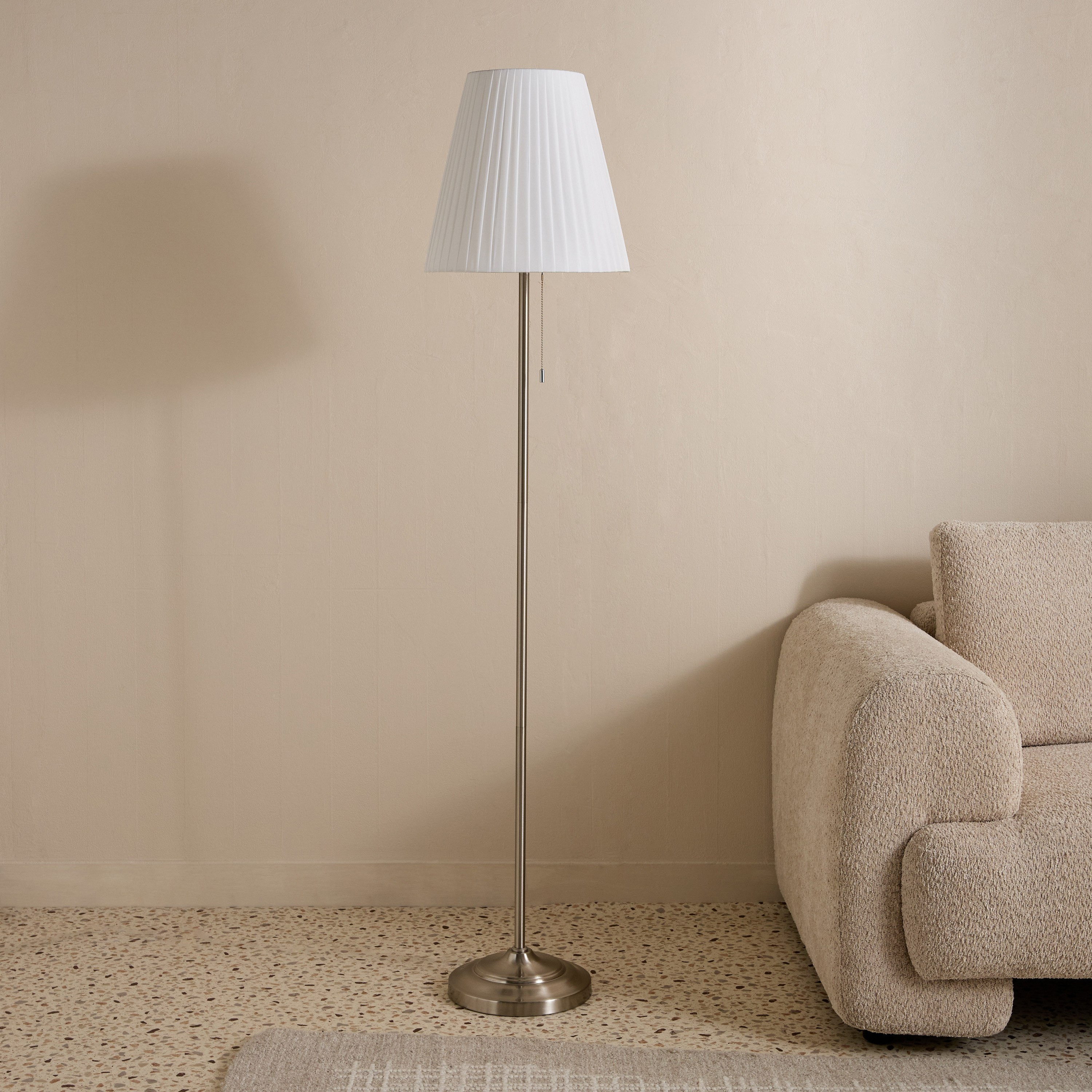 Haskett Lynee Metal Floor Lamp with Pleated Shade and Pull Chain Dimmer Switch - 155 cm-hbxhomeware-hbxdecorandfurnishings-image-1