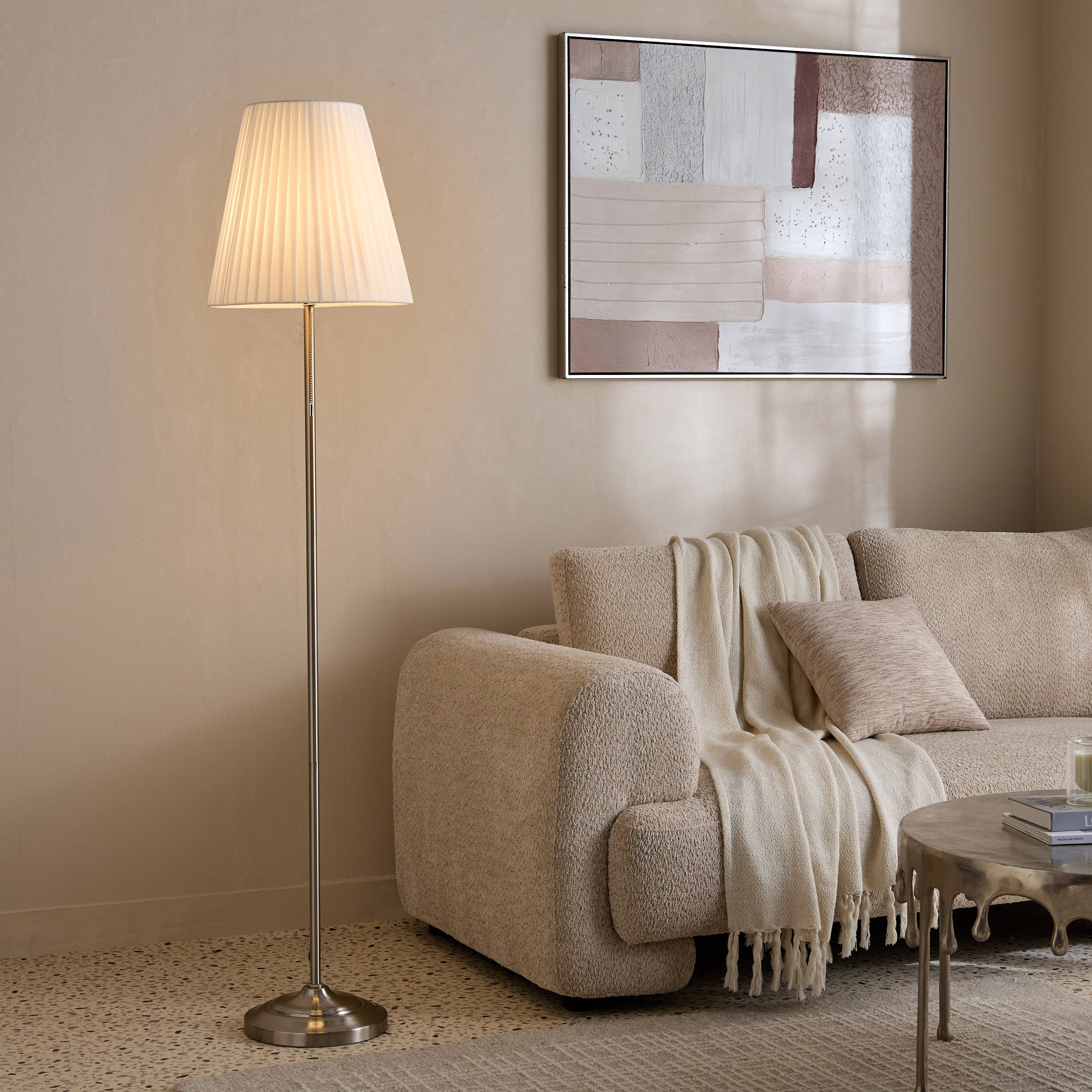 Haskett Lynee Metal Floor Lamp with Pleated Shade and Pull Chain Dimmer Switch - 155 cm-hbxhomeware-hbxdecorandfurnishings-image-5