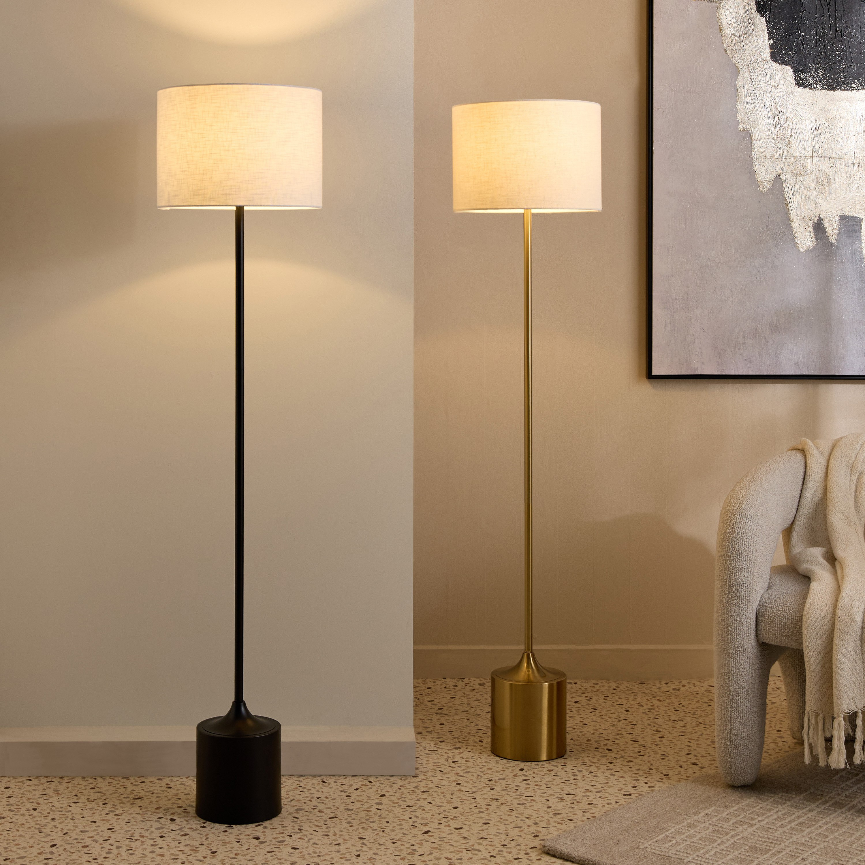 مصباح أرضية إي 27 معدن مع غطاء كتان أوتو من هاسكت - 155 سم-hbxhomeware-hbxdecorandfurnishings-image-5
