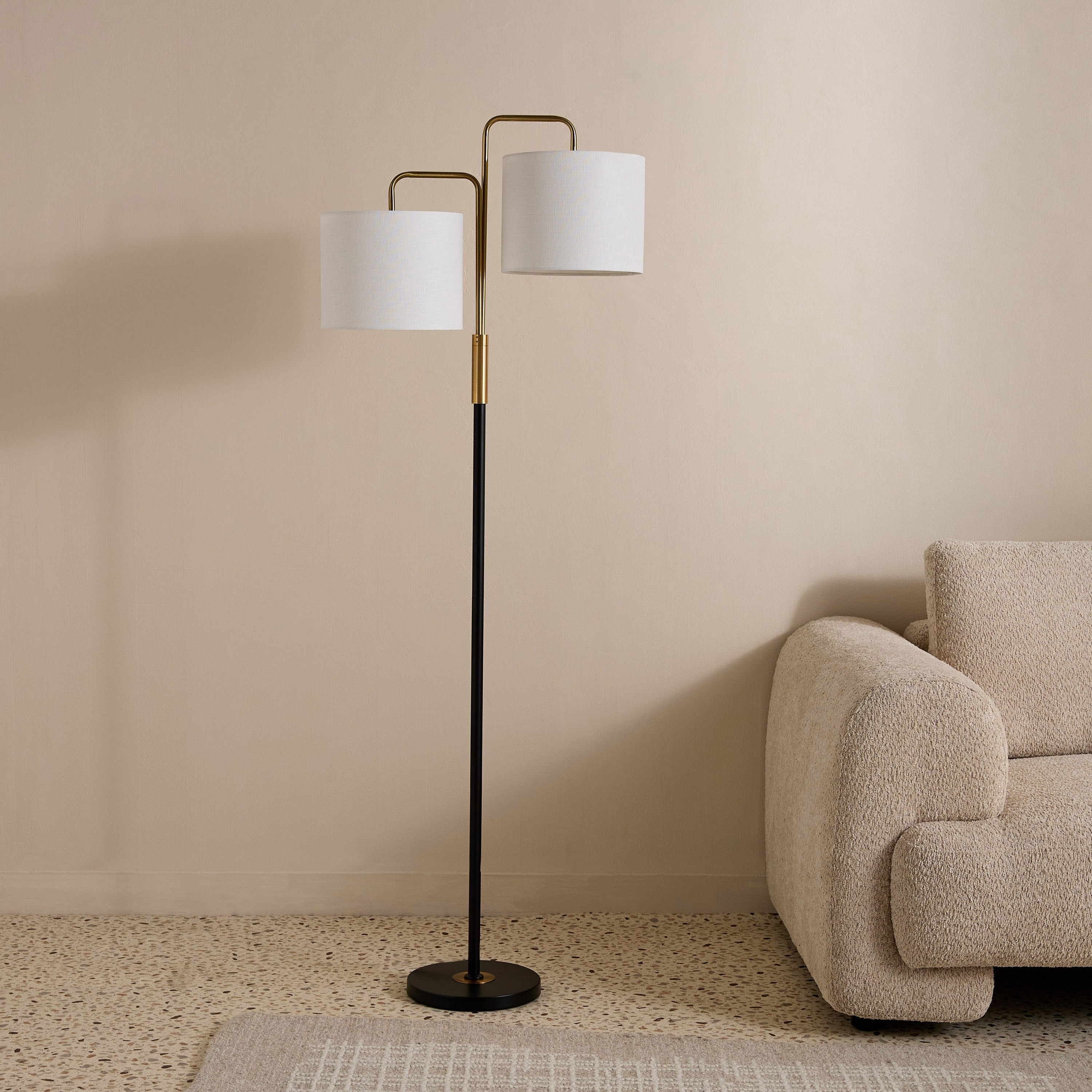 مصباح أرضية معدن بتصميم شجرة مع غطائي قماش فيكو من هاسكيت - 56x25x162.5 سم-hbxhomeware-hbxdecorandfurnishings-image-1