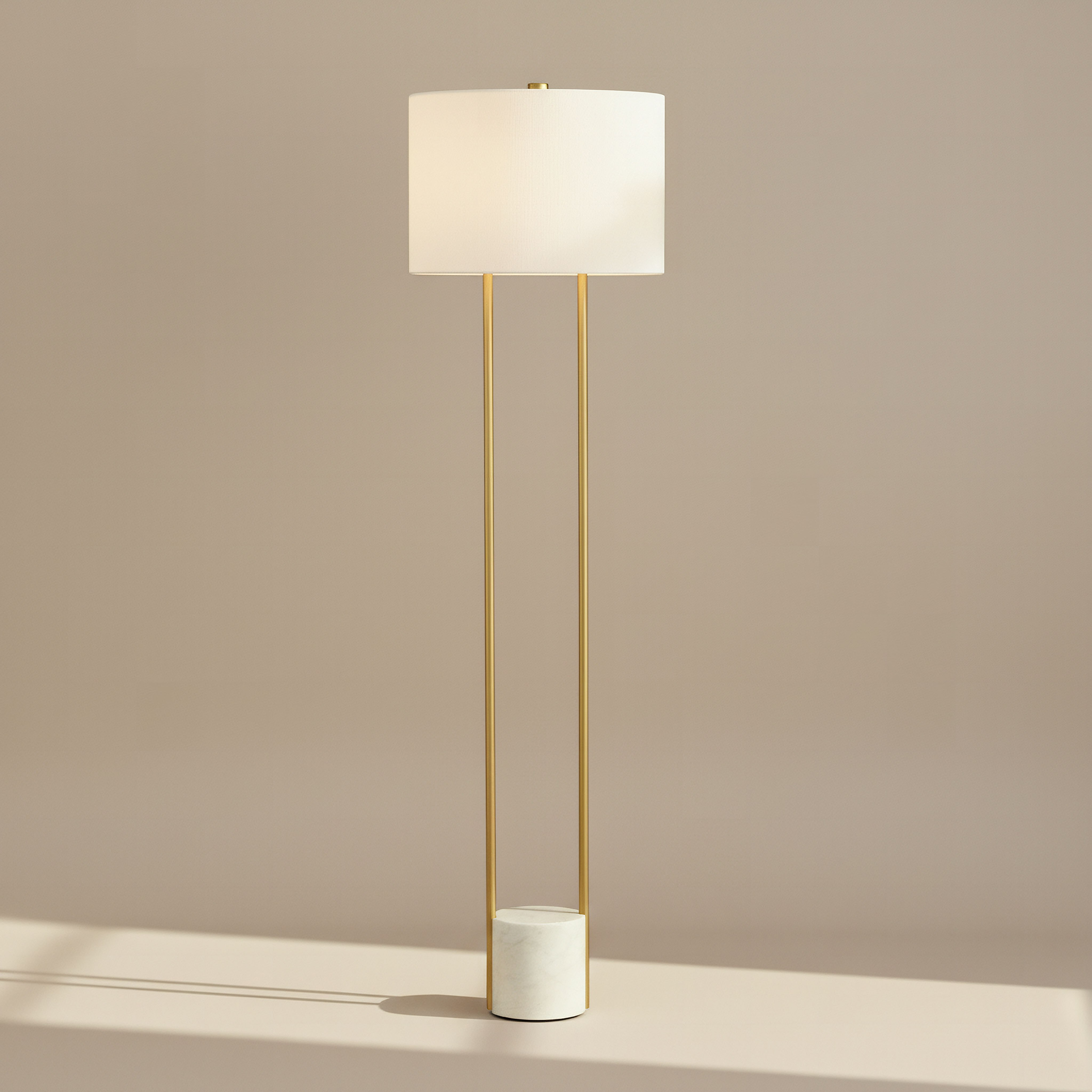 Haskett Aleso Metal E27 Floor Lamp with Marble Base and Fabric Shade - 40x150 cm-hbxhomeware-hbxdecorandfurnishings-image-2