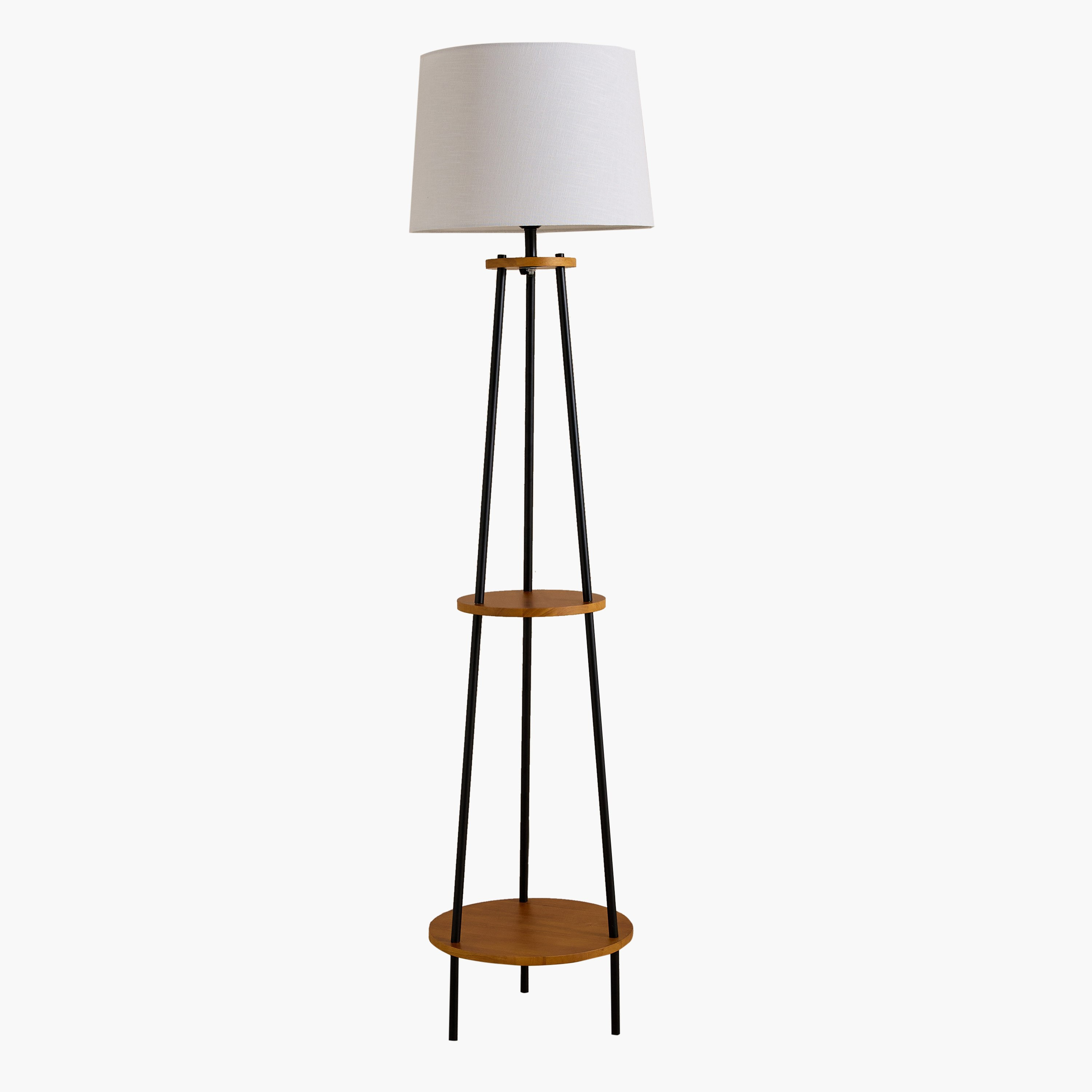مصباح أرضية معدن مع رفين وغطاء كتان كوسيو من هاسكيت - 40x165 سم-hbxhomeware-hbxdecorandfurnishings-image-6