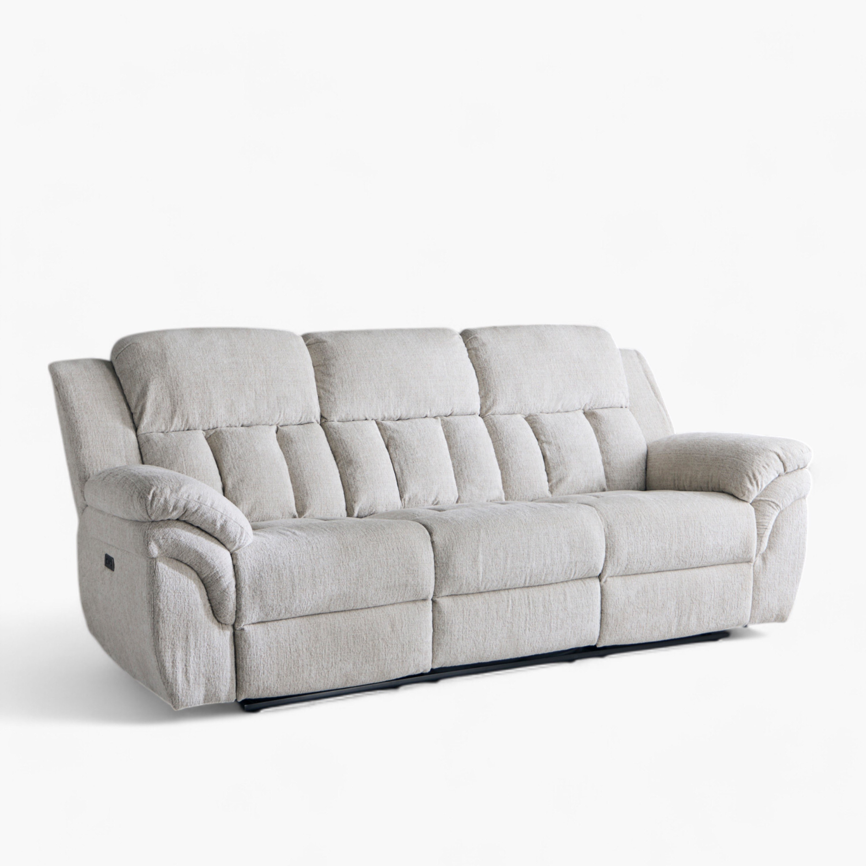 كنبة استرخاء قماش 3 مقاعد تعمل بالطاقة الكهربائية بمسند و2 حامل أكواب من ستانفورد-hbxfurniture-sofasandarmchairs-reclinersofas-image-14