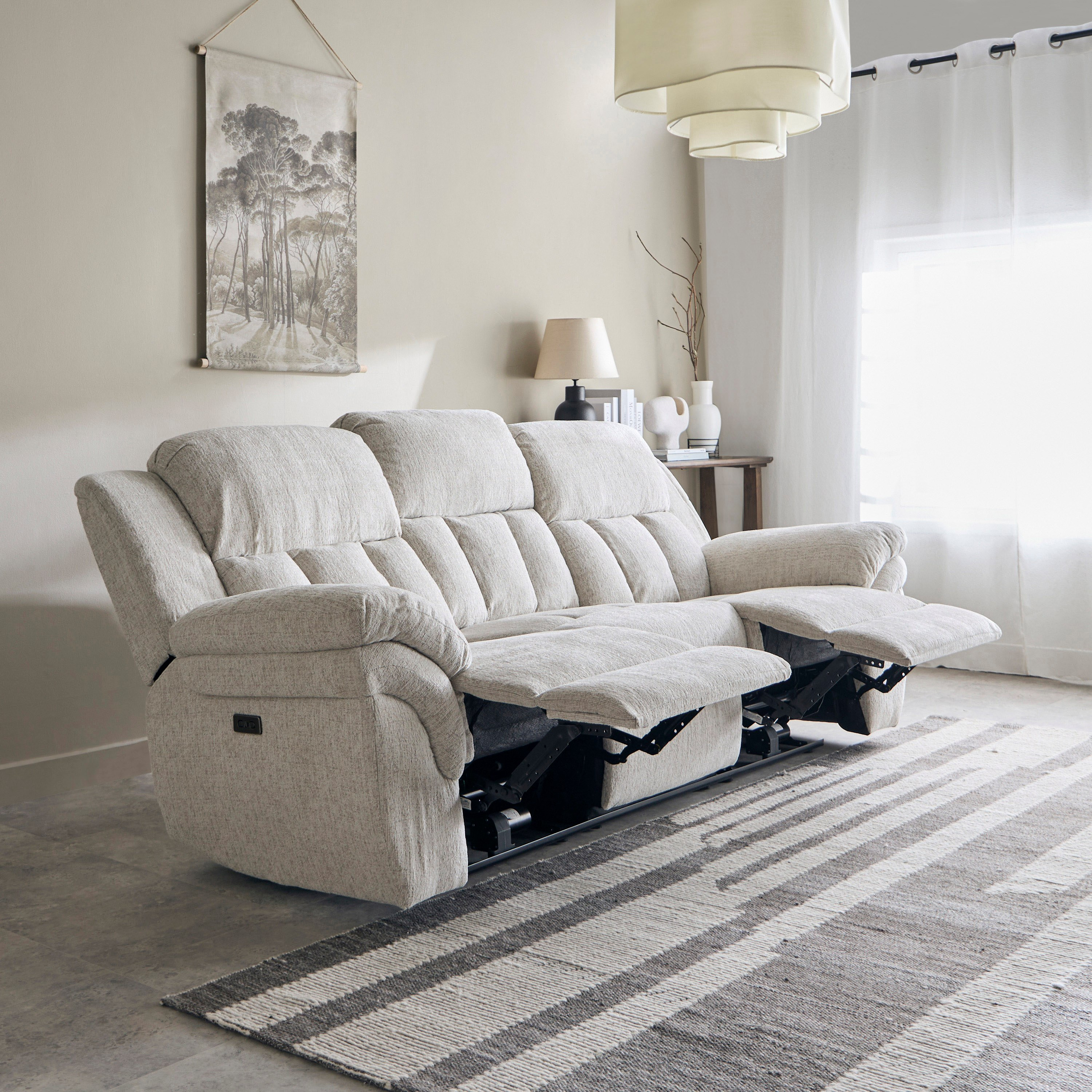 كنبة استرخاء قماش 3 مقاعد تعمل بالطاقة الكهربائية بمسند و2 حامل أكواب من ستانفورد-hbxfurniture-sofasandarmchairs-reclinersofas-image-3