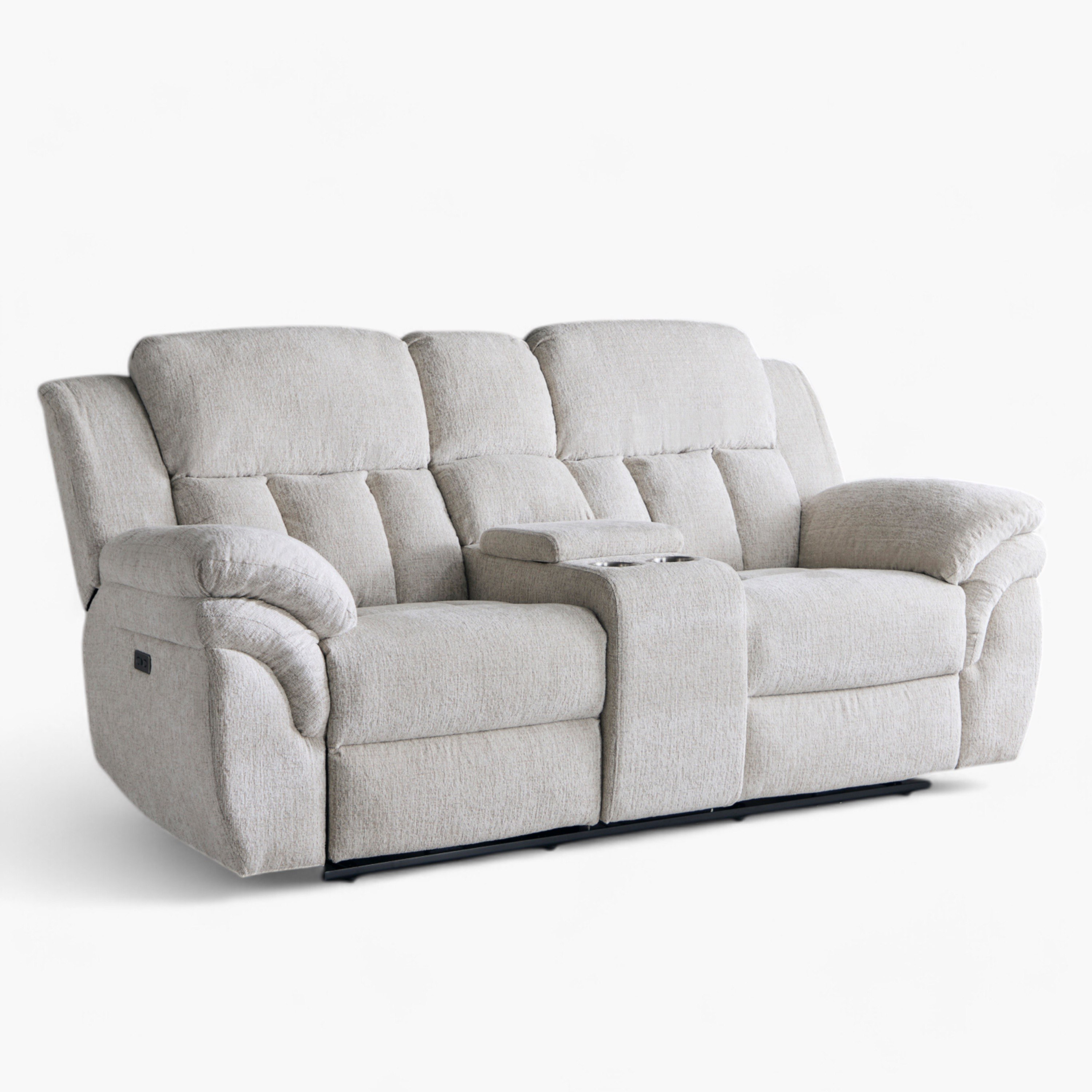 كنبة استرخاء قماش مقعدين تعمل بالطاقة الكهربائية بكونسول و2 حامل أكواب من ستانفورد-hbxfurniture-sofasandarmchairs-reclinersofas-image-17