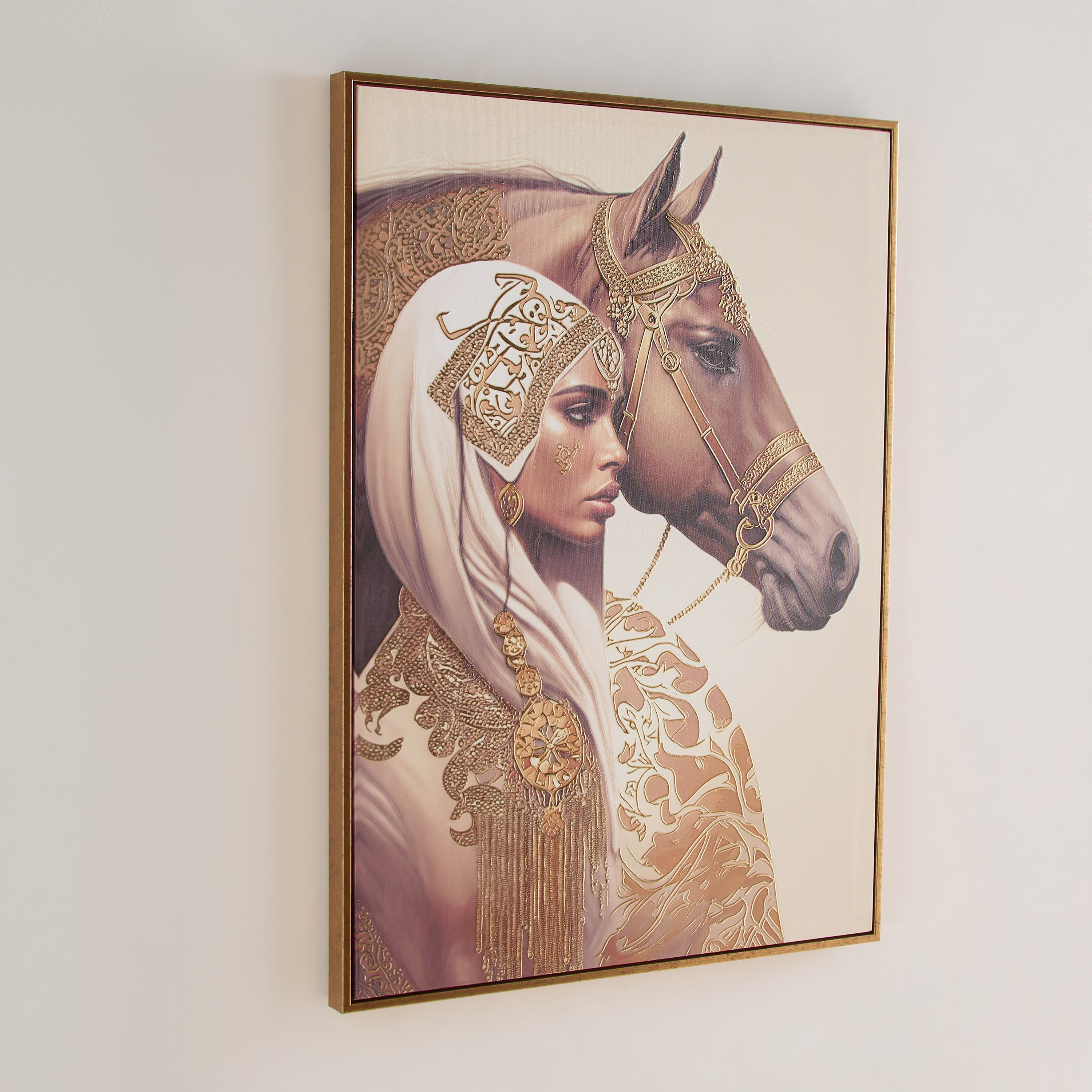 Iqra Samra Lady with Horse Framed Canvas Wall Art - 50x70x2.8 cm-hbxhomeware-hbxdecorandfurnishings-image-1