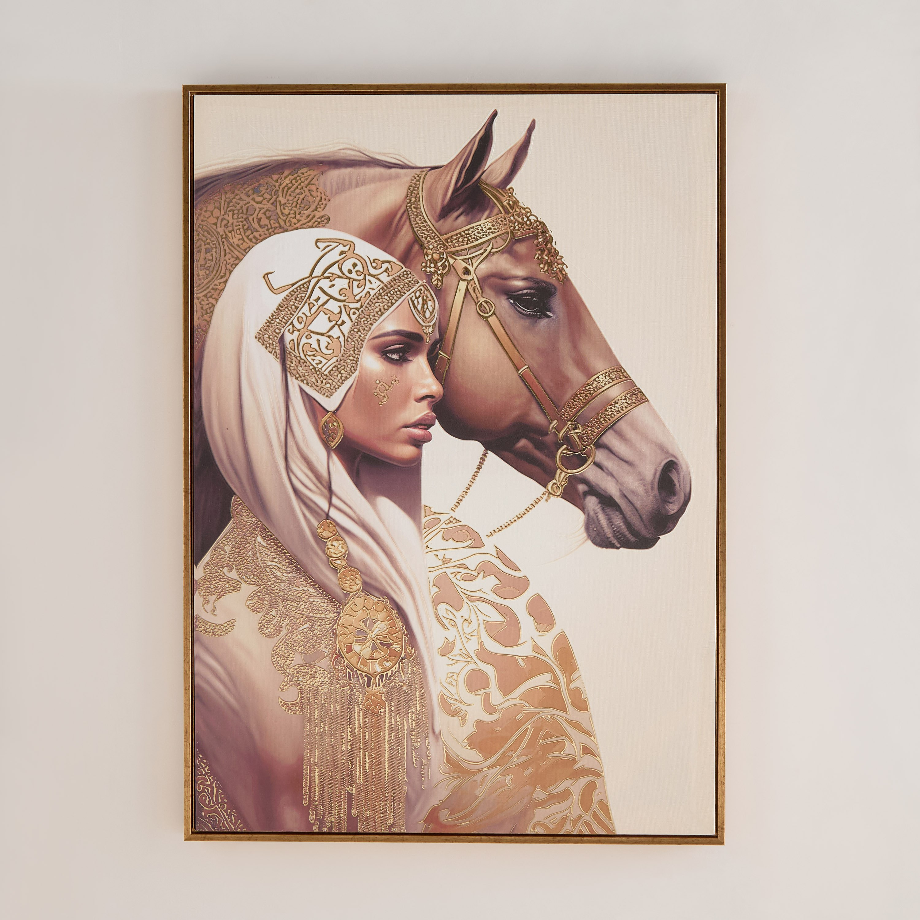 Iqra Samra Lady with Horse Framed Canvas Wall Art - 50x70x2.8 cm-hbxhomeware-hbxdecorandfurnishings-image-2