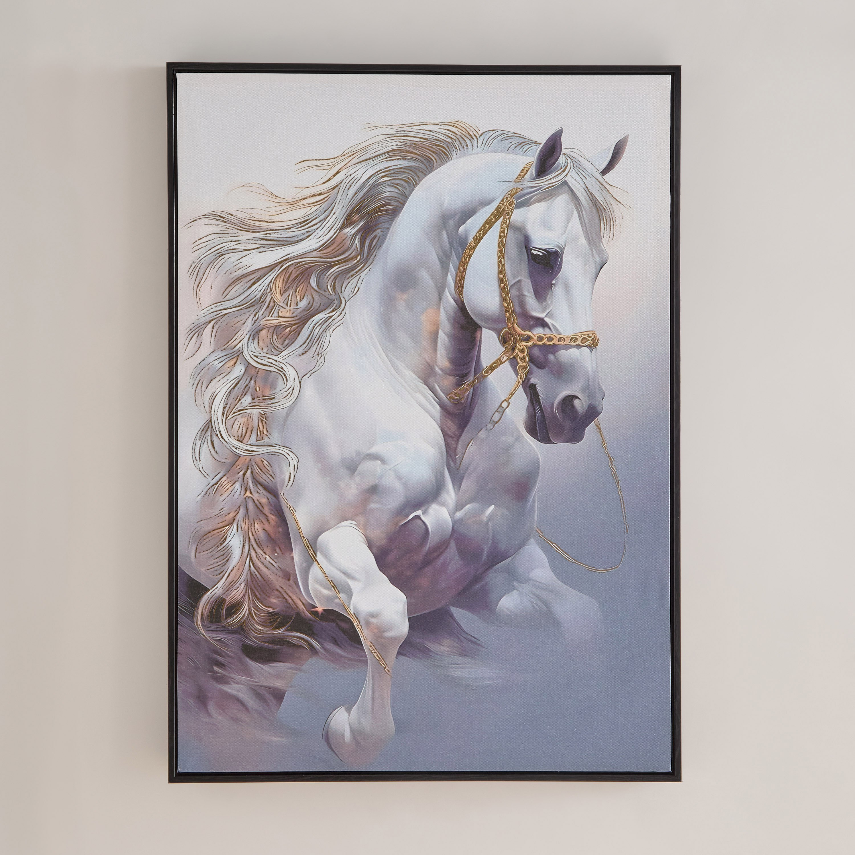 Iqra Samra Running Horse Framed Canvas with Foil - 50x70x2.8 cm-hbxhomeware-hbxdecorandfurnishings-image-2