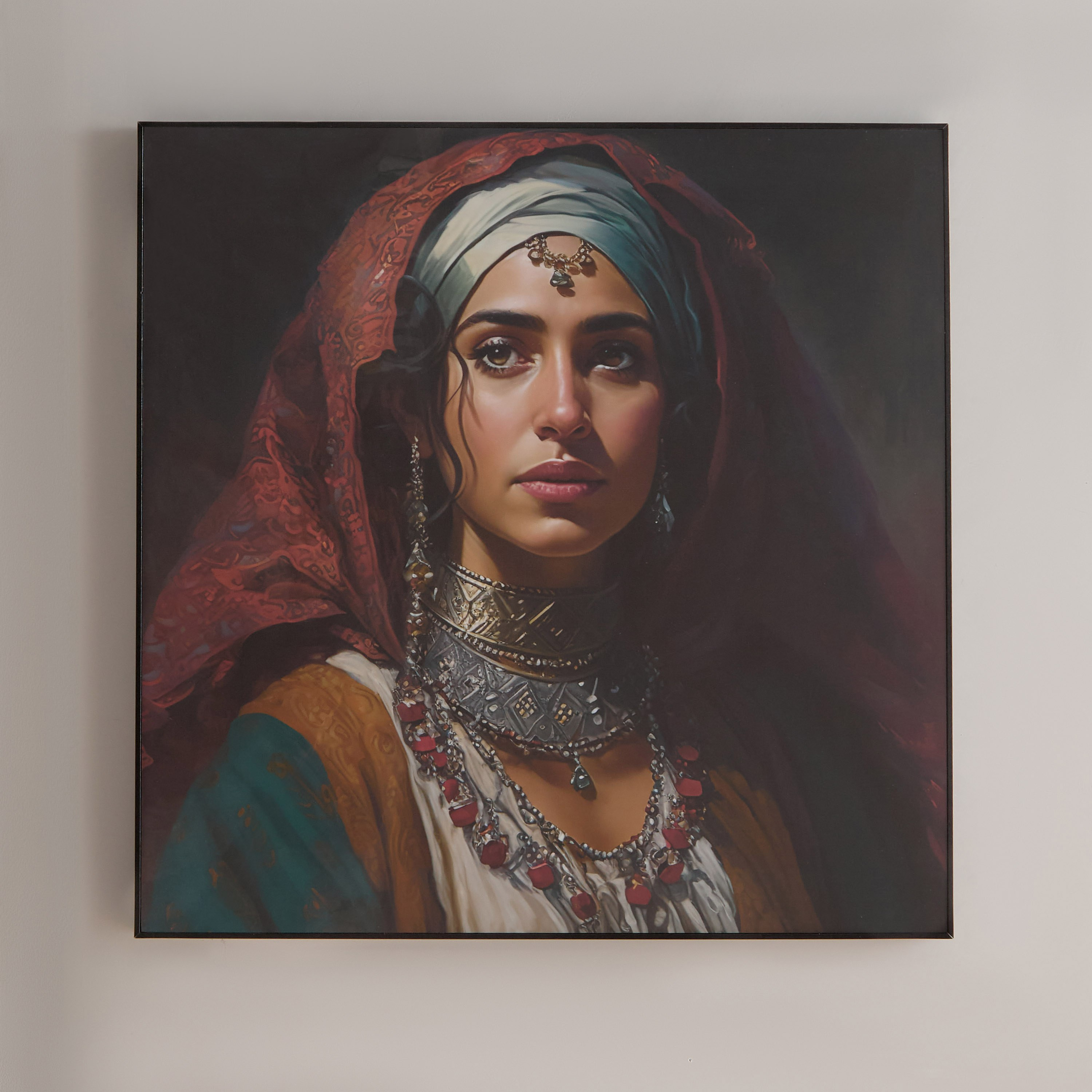 لوحة مؤطرة لفتاة بتشطيب لامع من إقرأ سمرا - 60x60x2.5 سم-hbxhomeware-hbxdecorandfurnishings-image-2