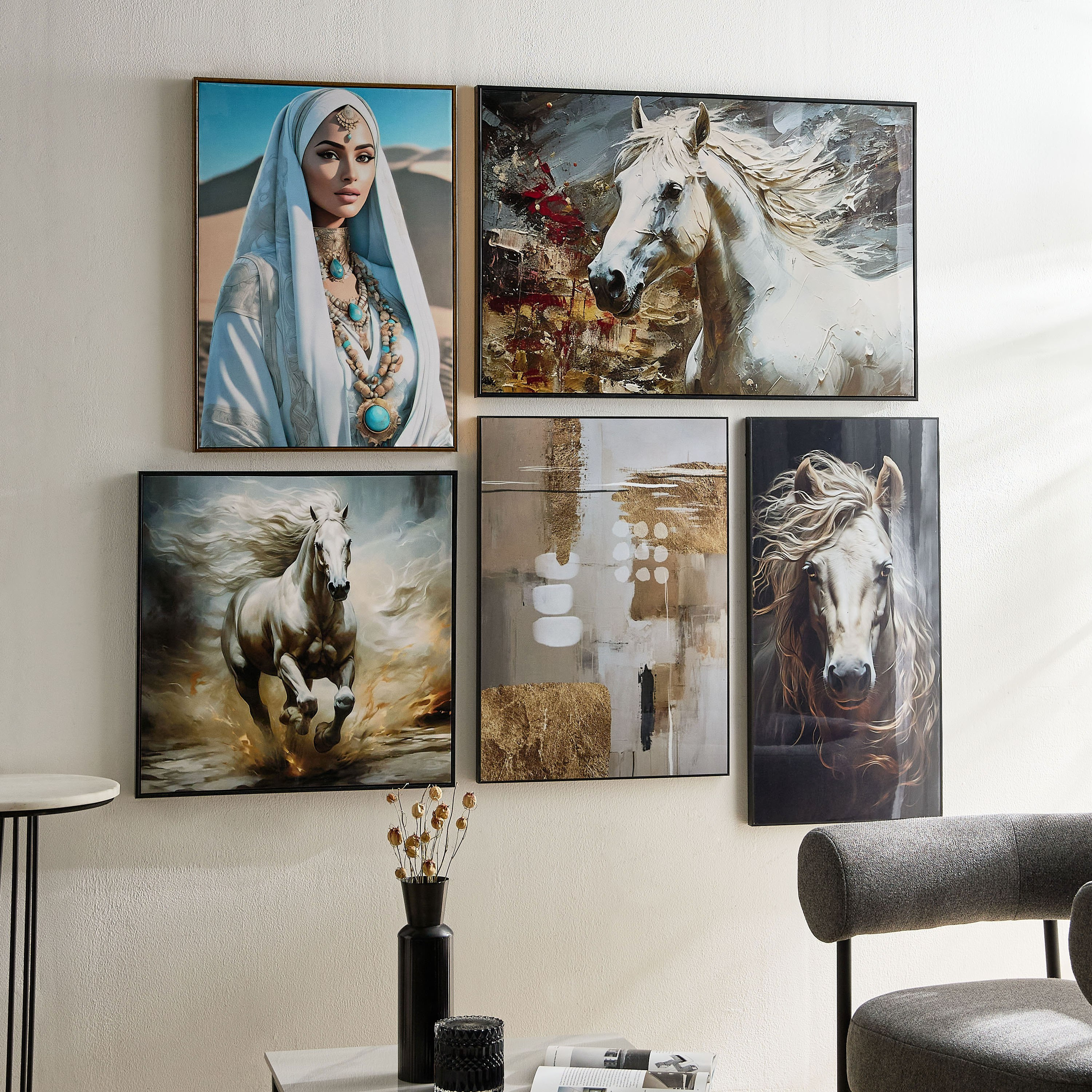 زينة حائط مؤطرة حصان متحجر - 40x80x2.5 سم-PROMO_HB_AE_B1G1_250925-image-5