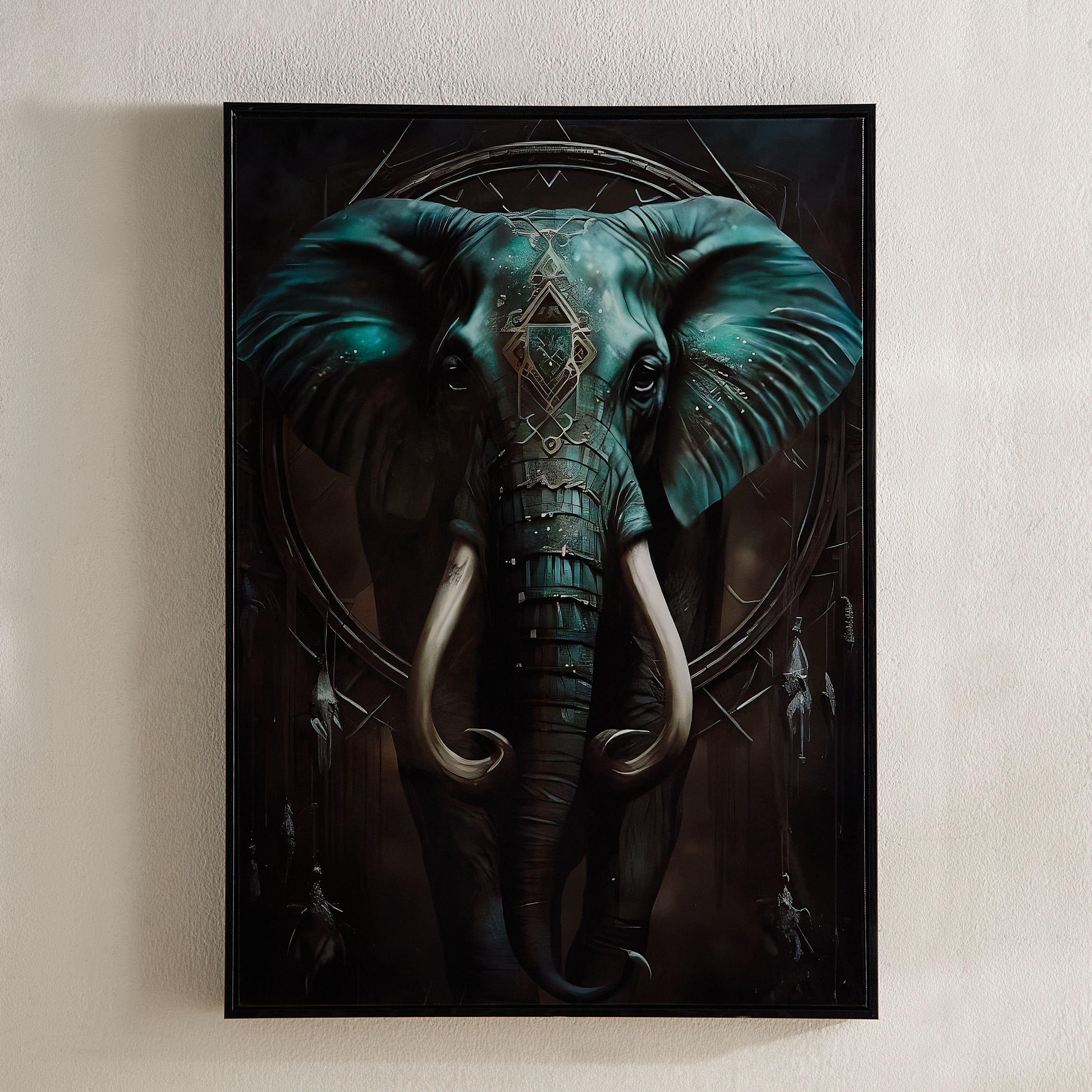 زينة حائط كانفاس مؤطرة بطبعات فيل وسطح إيه بي إس عالي اللمعان من فوسيل - 50x70x3 سم-hbxhomeware-hbxdecorandfurnishings-image-2